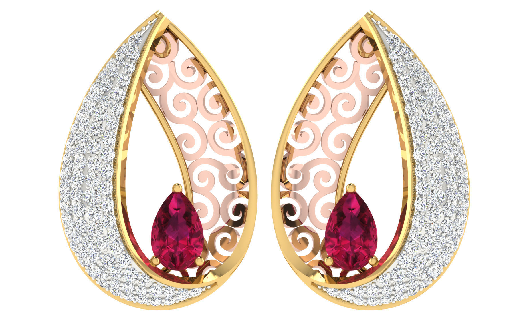 37 women pendant earrings set 3dm stl render detail 3D Model Collection_44