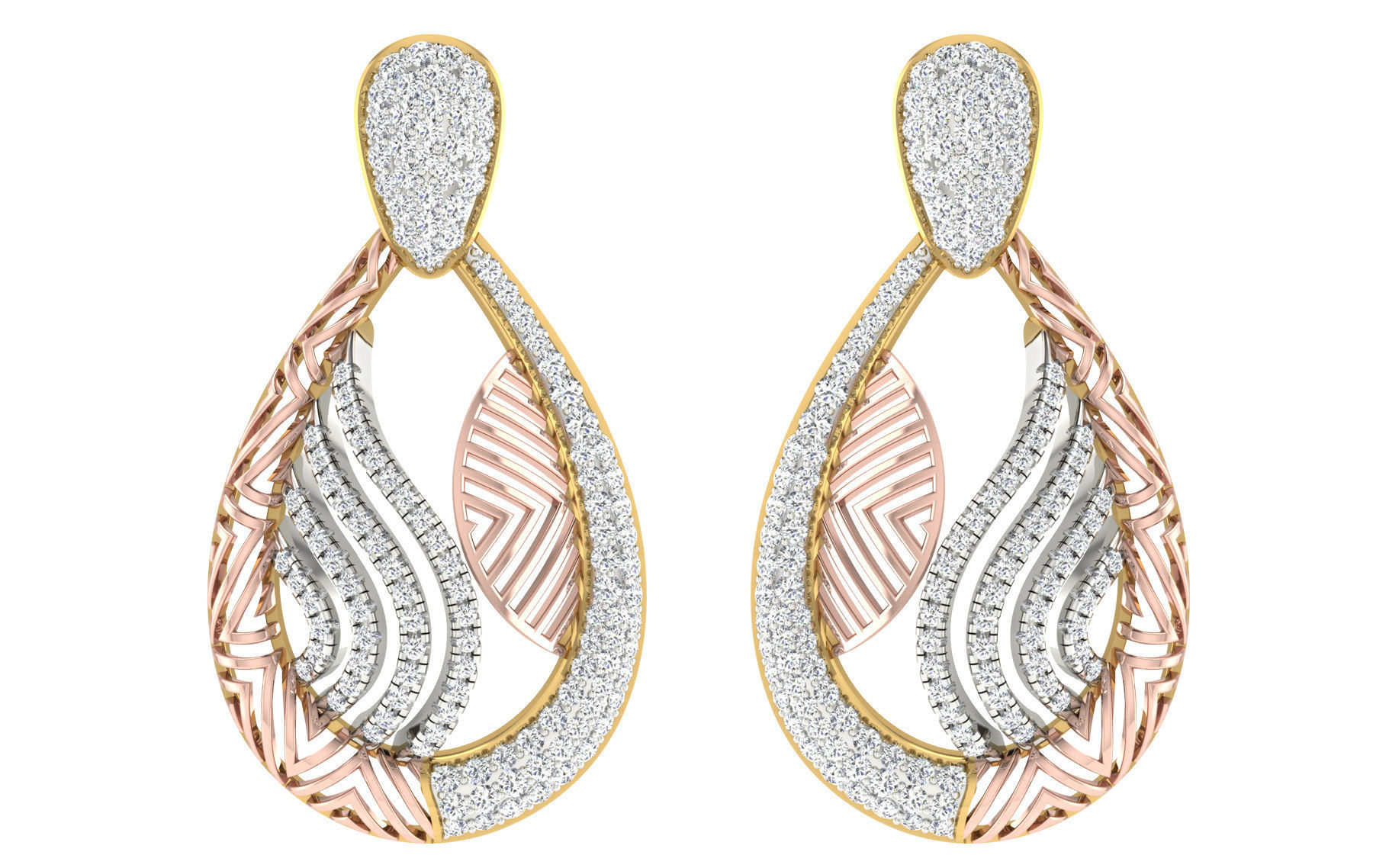 37 women pendant earrings set 3dm stl render detail 3D Model Collection_24