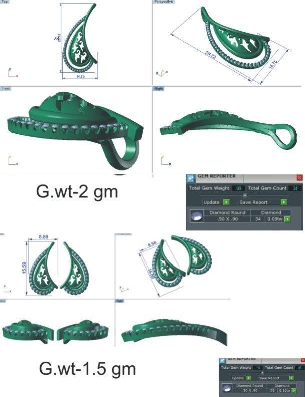 37 women pendant earrings set 3dm stl render detail 3D Model Collection_97