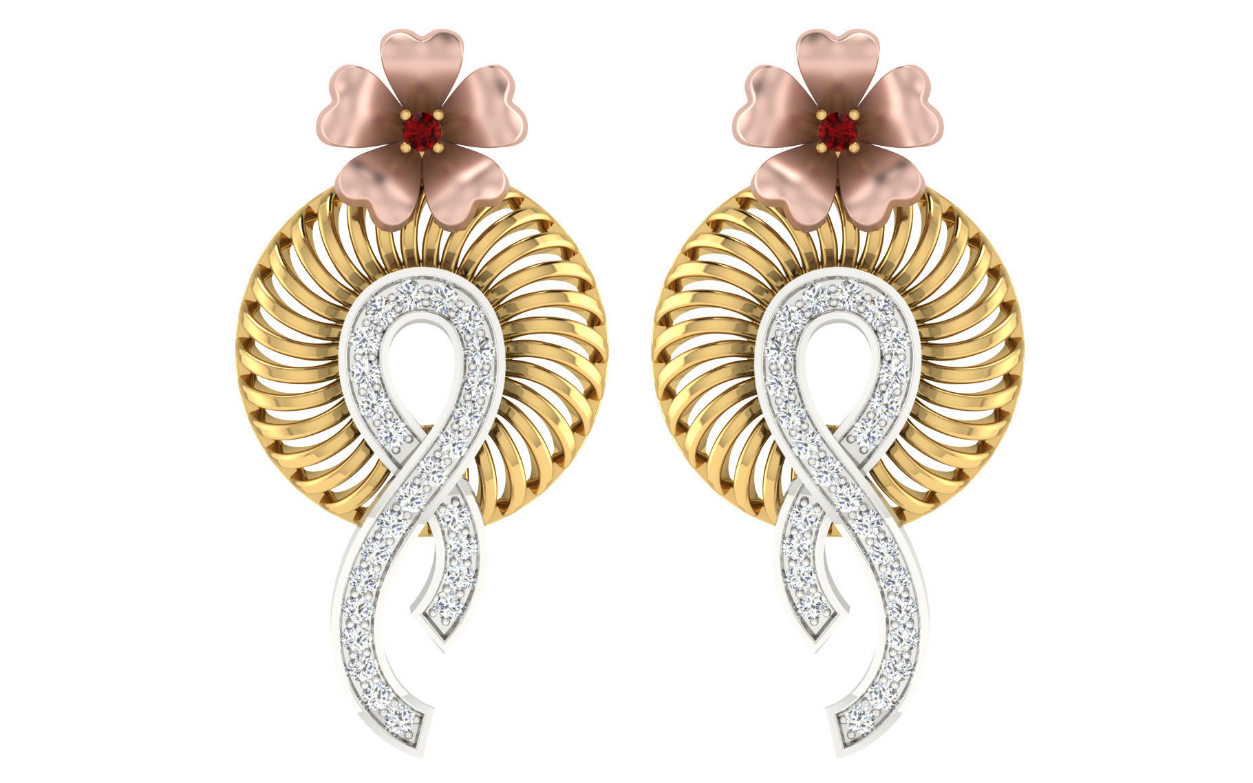 37 women pendant earrings set 3dm stl render detail 3D Model Collection_34