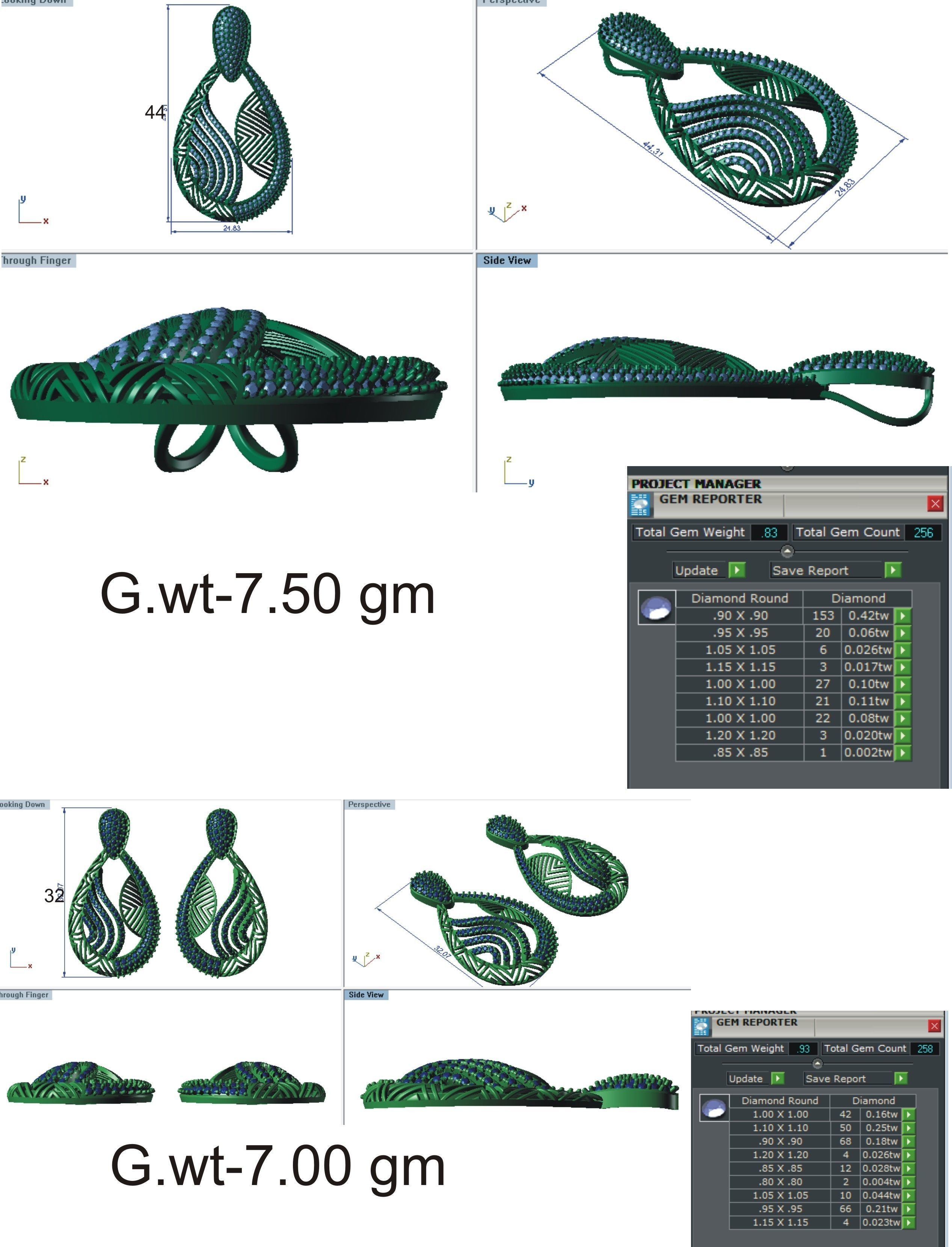 37 women pendant earrings set 3dm stl render detail 3D Model Collection_67