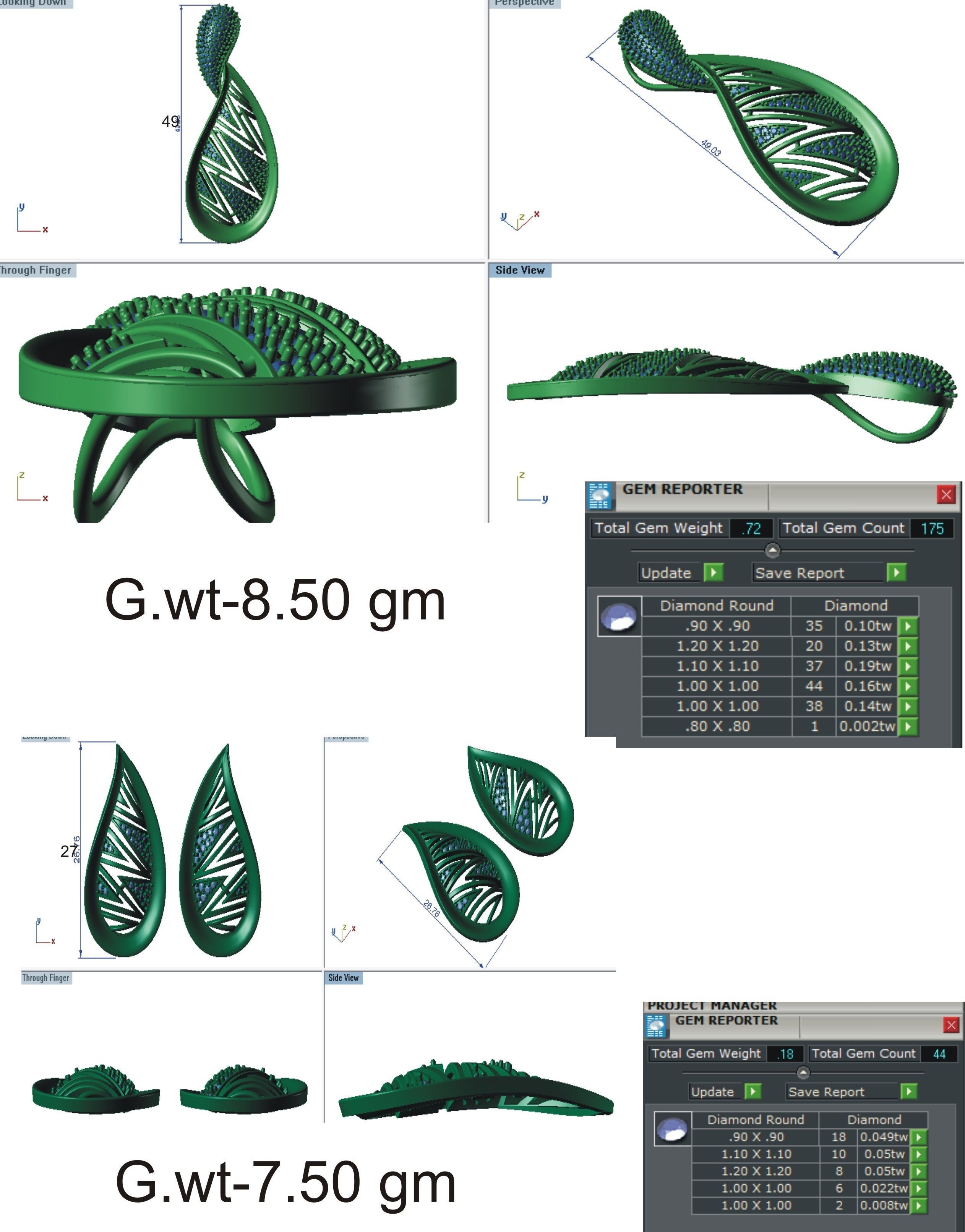 37 women pendant earrings set 3dm stl render detail 3D Model Collection_79