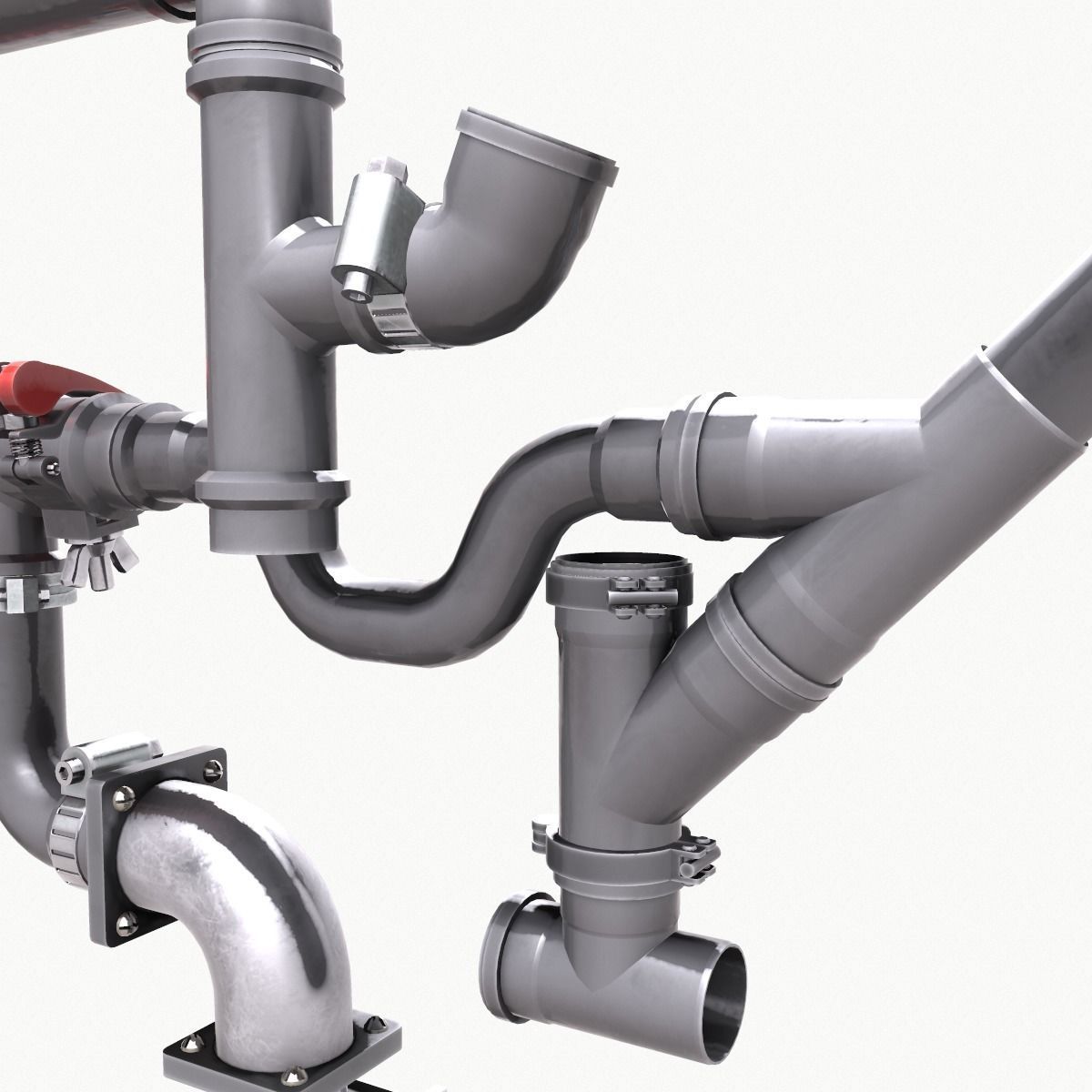 Pipe and Pipe Clamp Pack 3D model_14