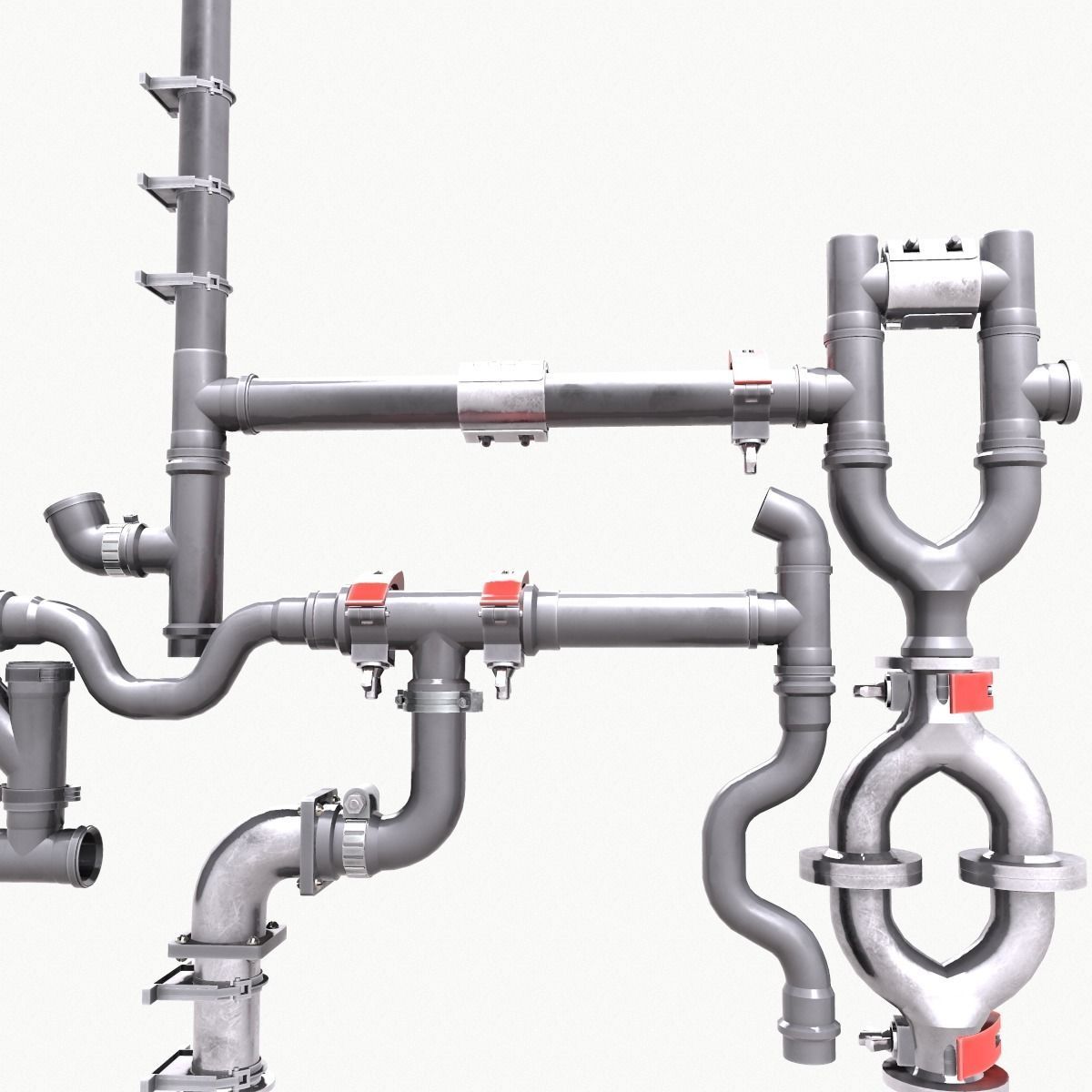 Pipe and Pipe Clamp Pack 3D model_18