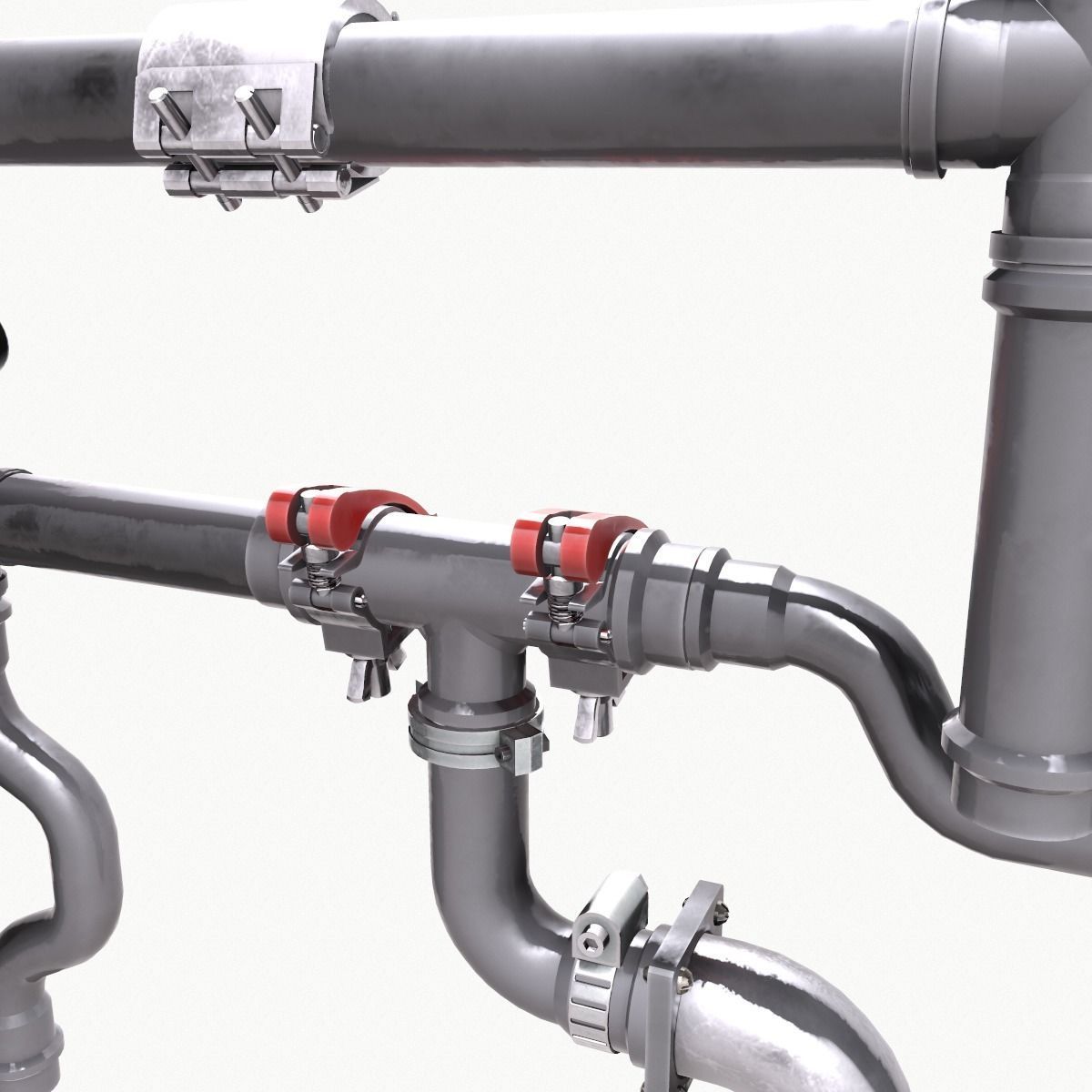 Pipe and Pipe Clamp Pack 3D model_13