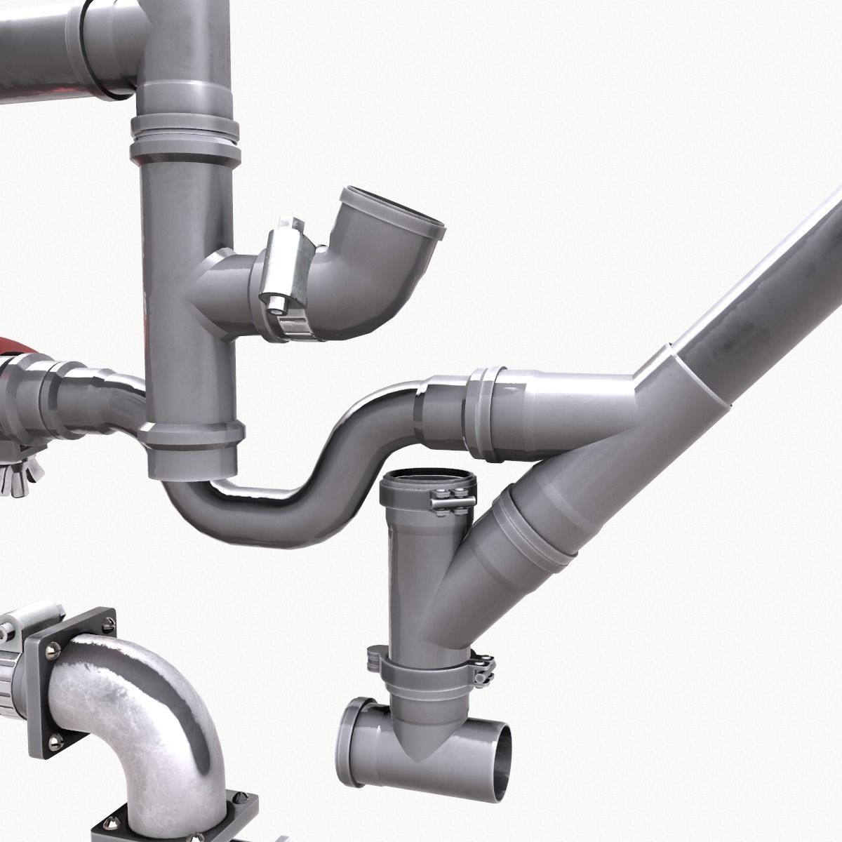 Pipe and Pipe Clamp Pack 3D model_20