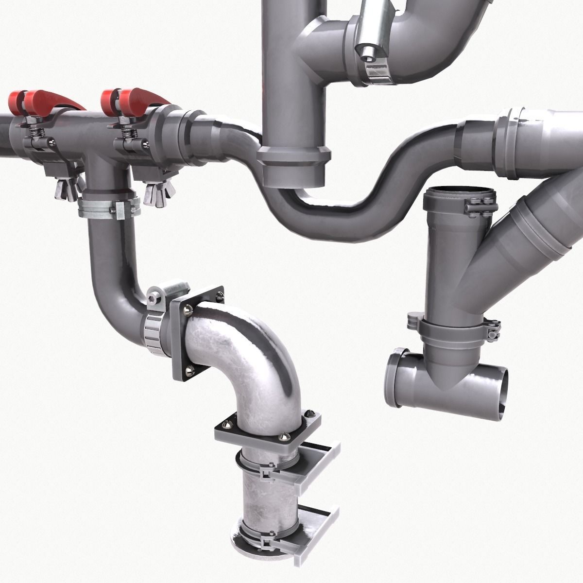 Pipe and Pipe Clamp Pack 3D model_15