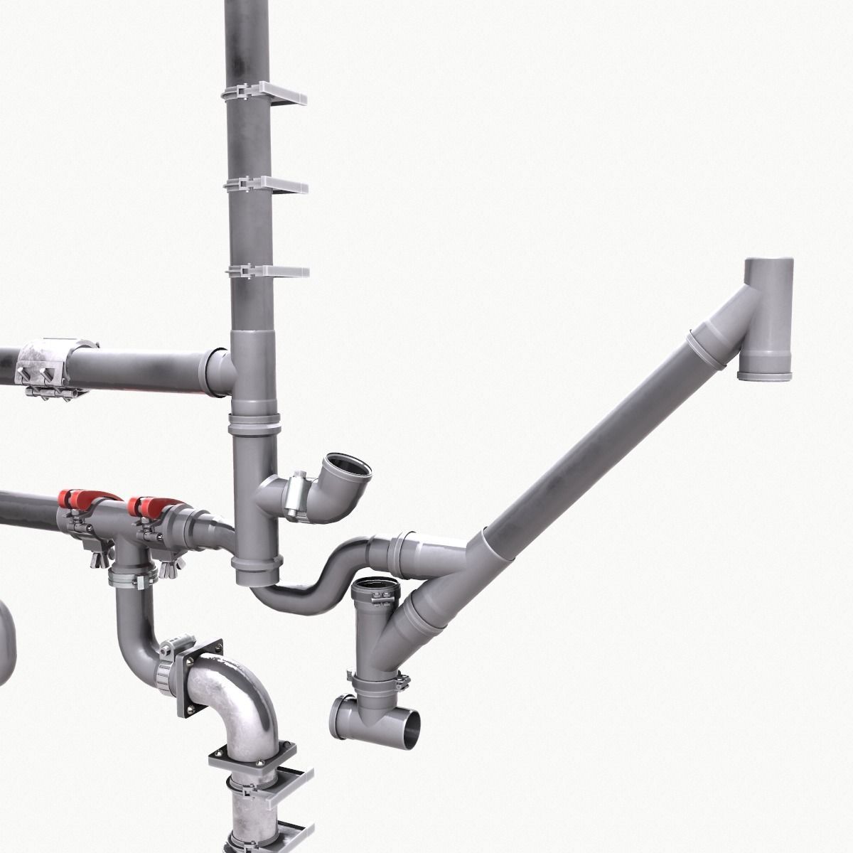 Pipe and Pipe Clamp Pack 3D model_17