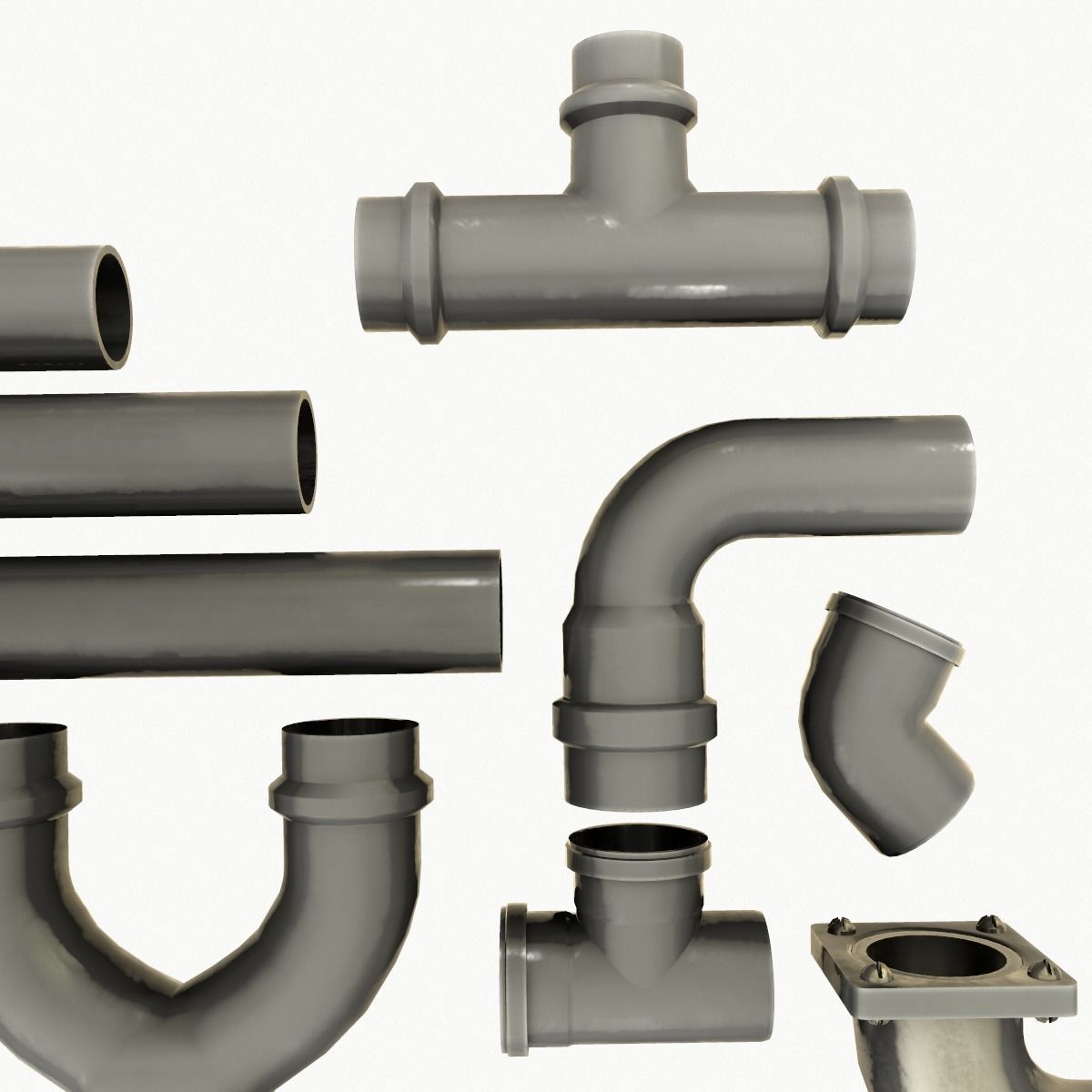 Pipe and Pipe Clamp Pack 3D model_8
