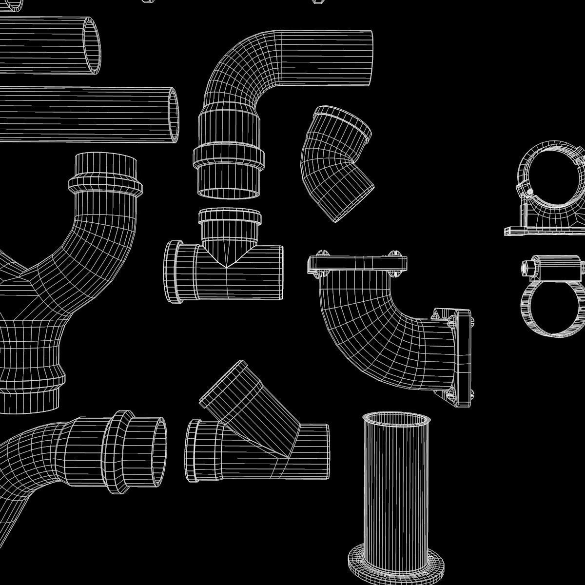 Pipe and Pipe Clamp Pack 3D model_31
