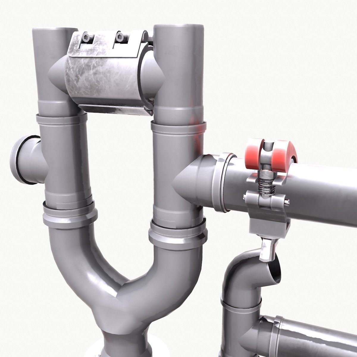 Pipe and Pipe Clamp Pack 3D model_12