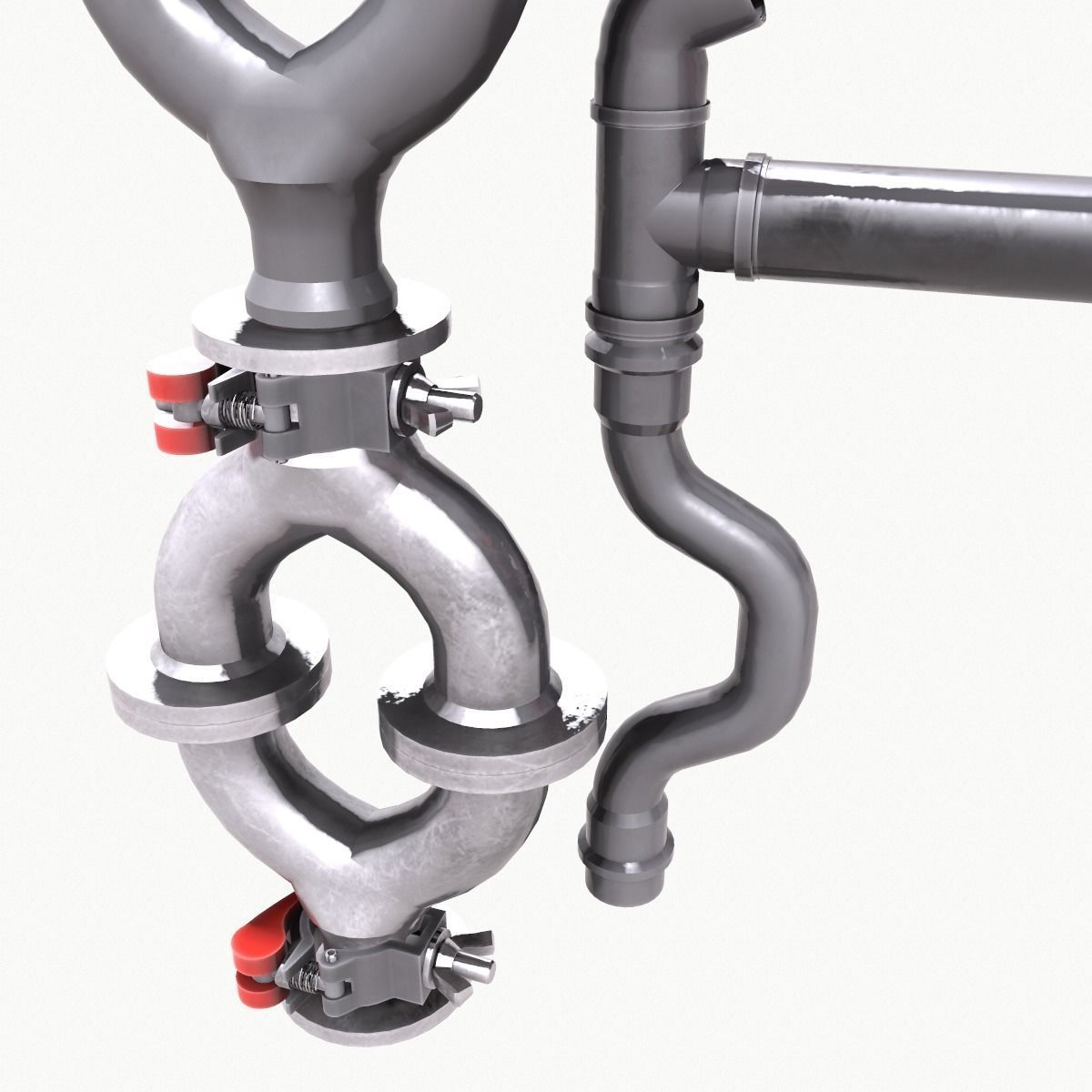 Pipe and Pipe Clamp Pack 3D model_11