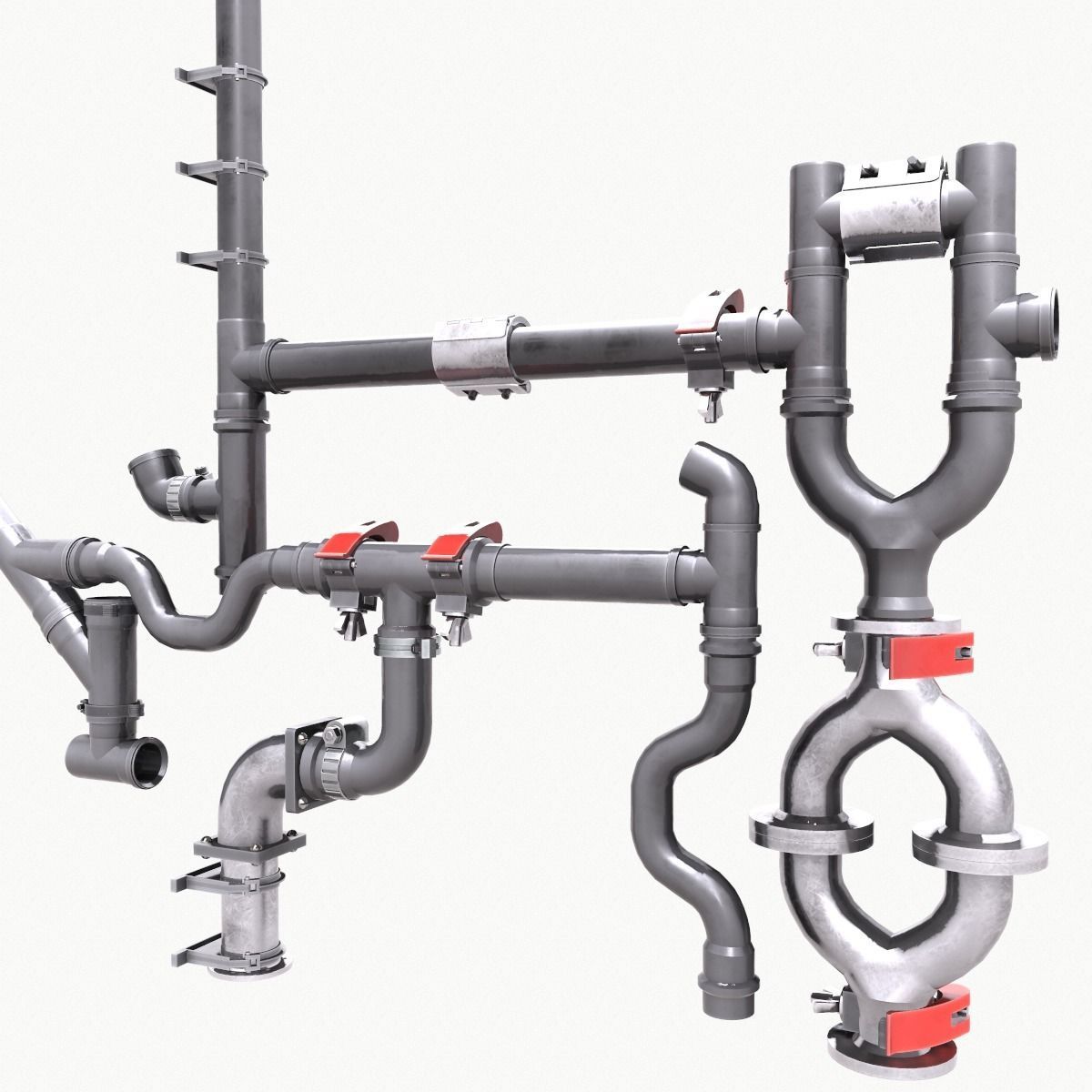 Pipe and Pipe Clamp Pack 3D model_1