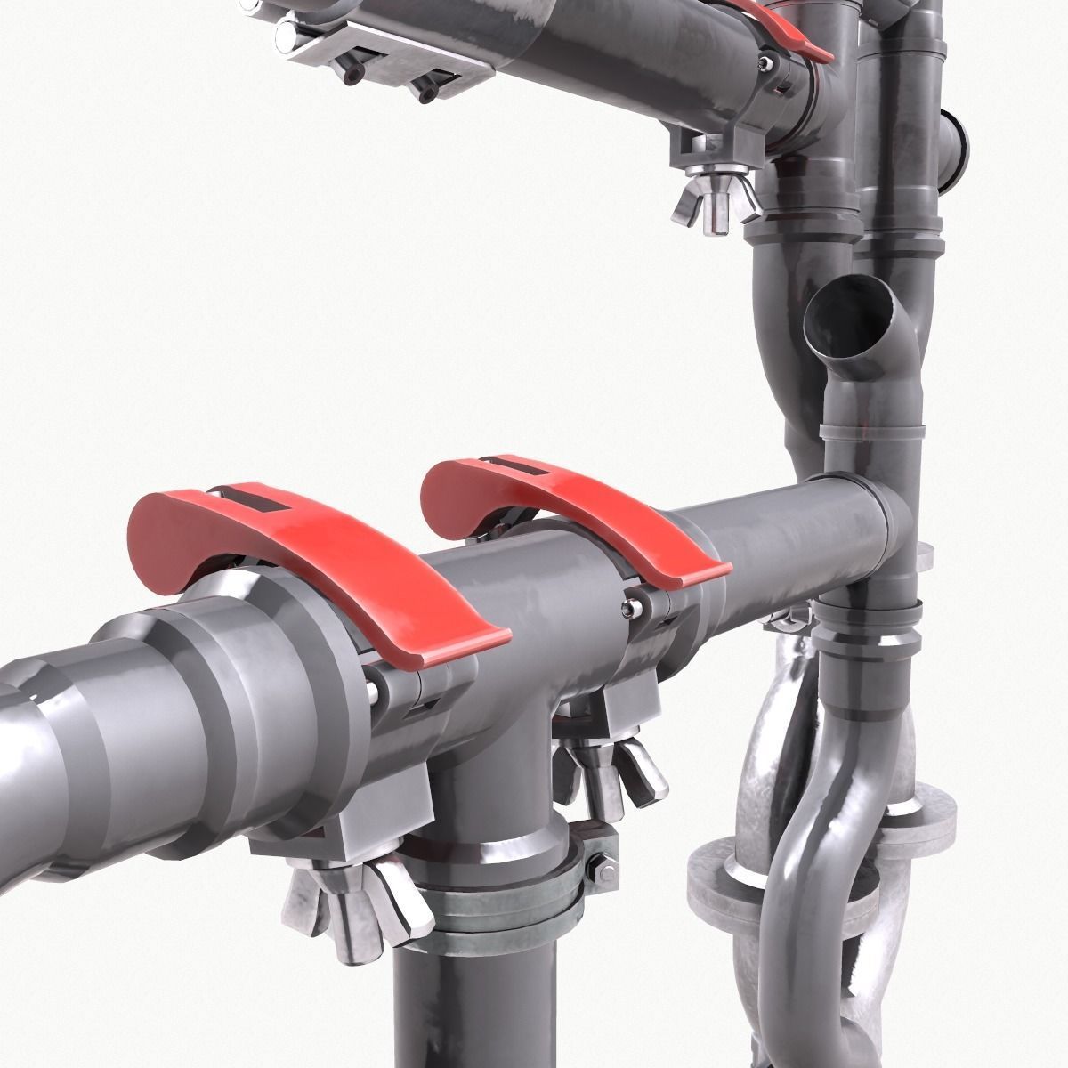 Pipe and Pipe Clamp Pack 3D model_3