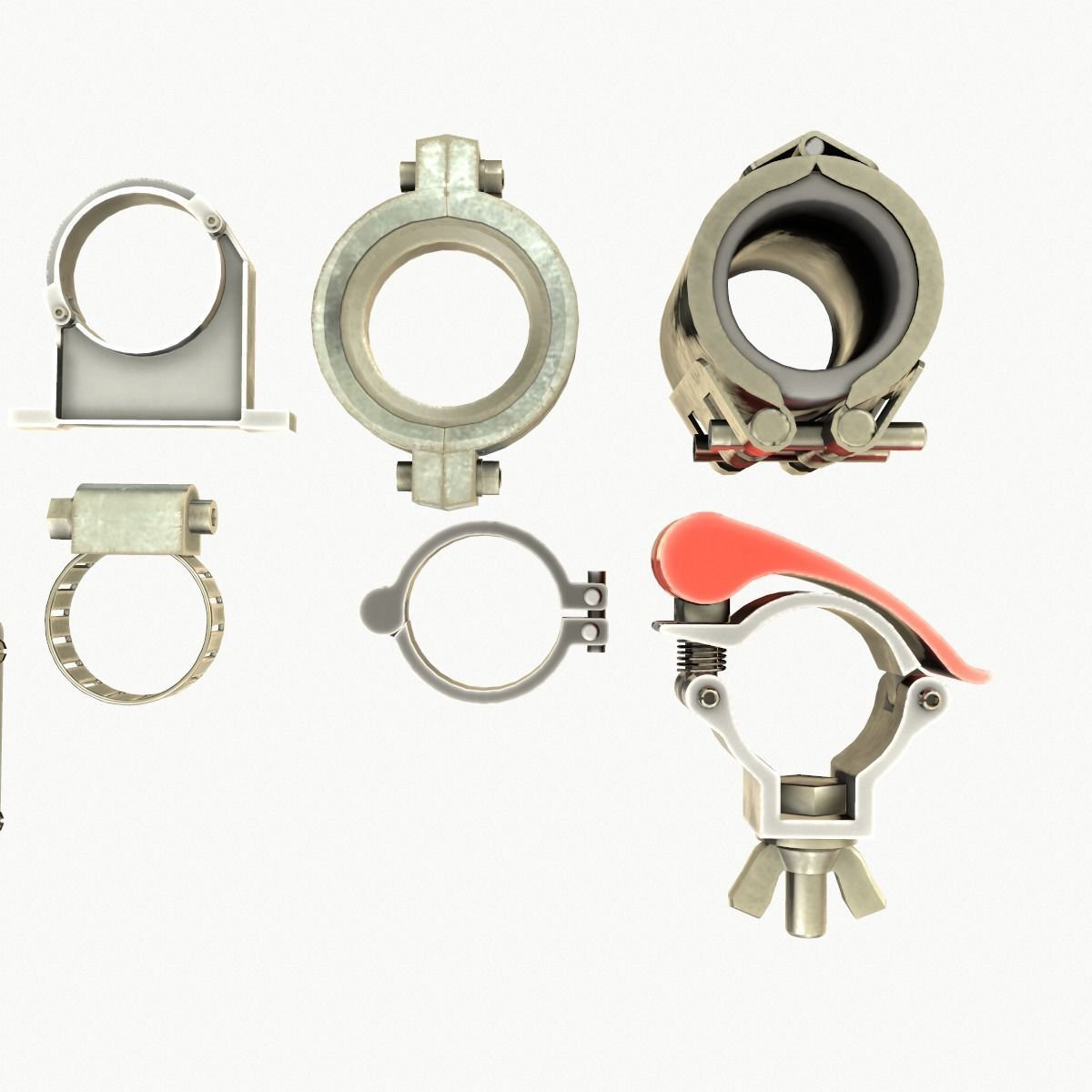 Pipe and Pipe Clamp Pack 3D model_5