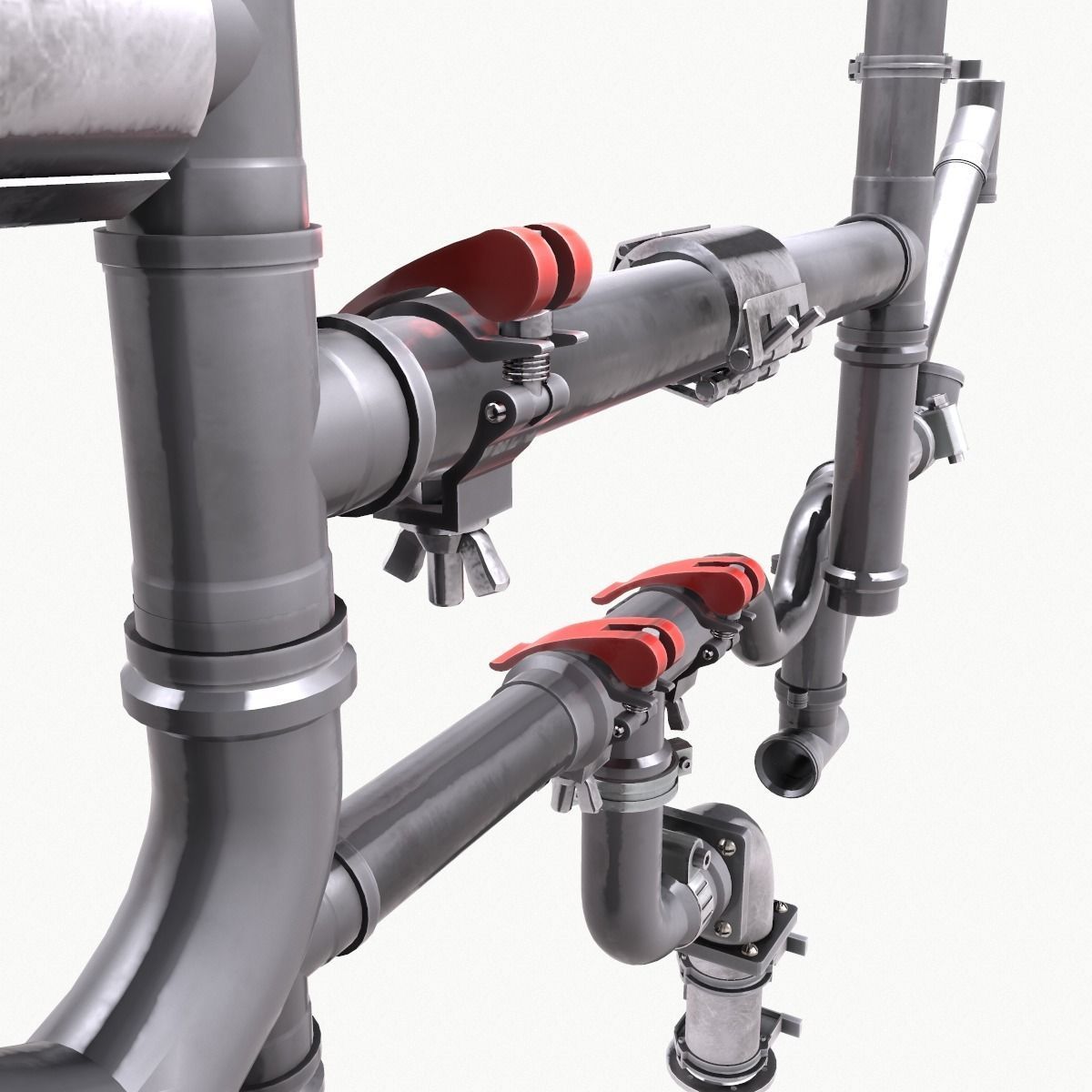Pipe and Pipe Clamp Pack 3D model_2