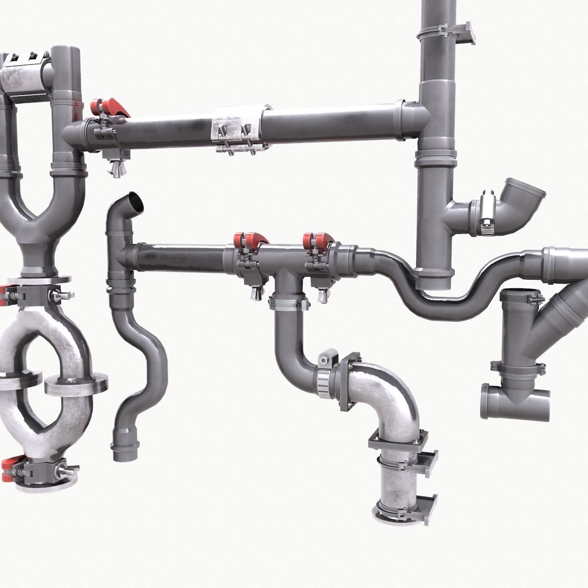 Pipe and Pipe Clamp Pack 3D model_19