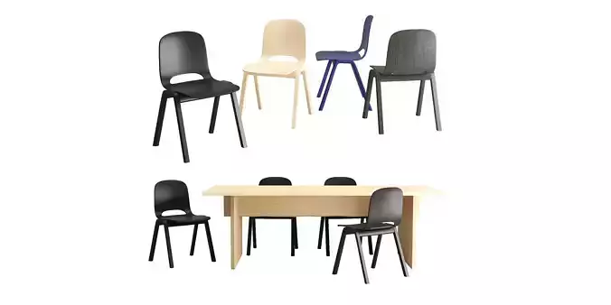 Touchwood chair and Bookmatch table by Hem