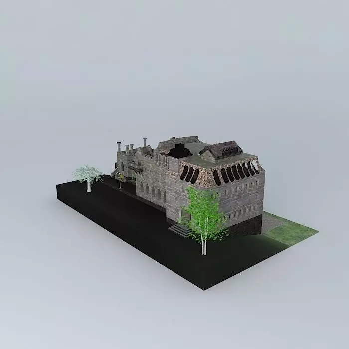 Small Annex Castle Free 3D model_0