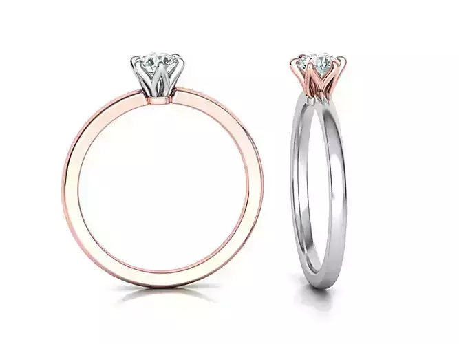 Elegant solitaire ring with 6 claw setting 3dmodel
