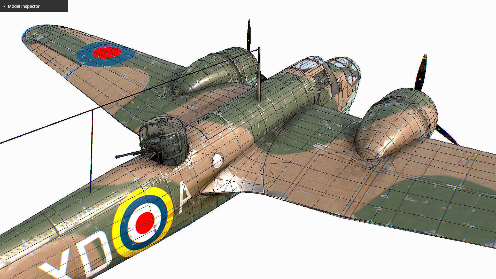 British Light Bomber Bristol Blenheim Mk IV Low-poly 3D model_45