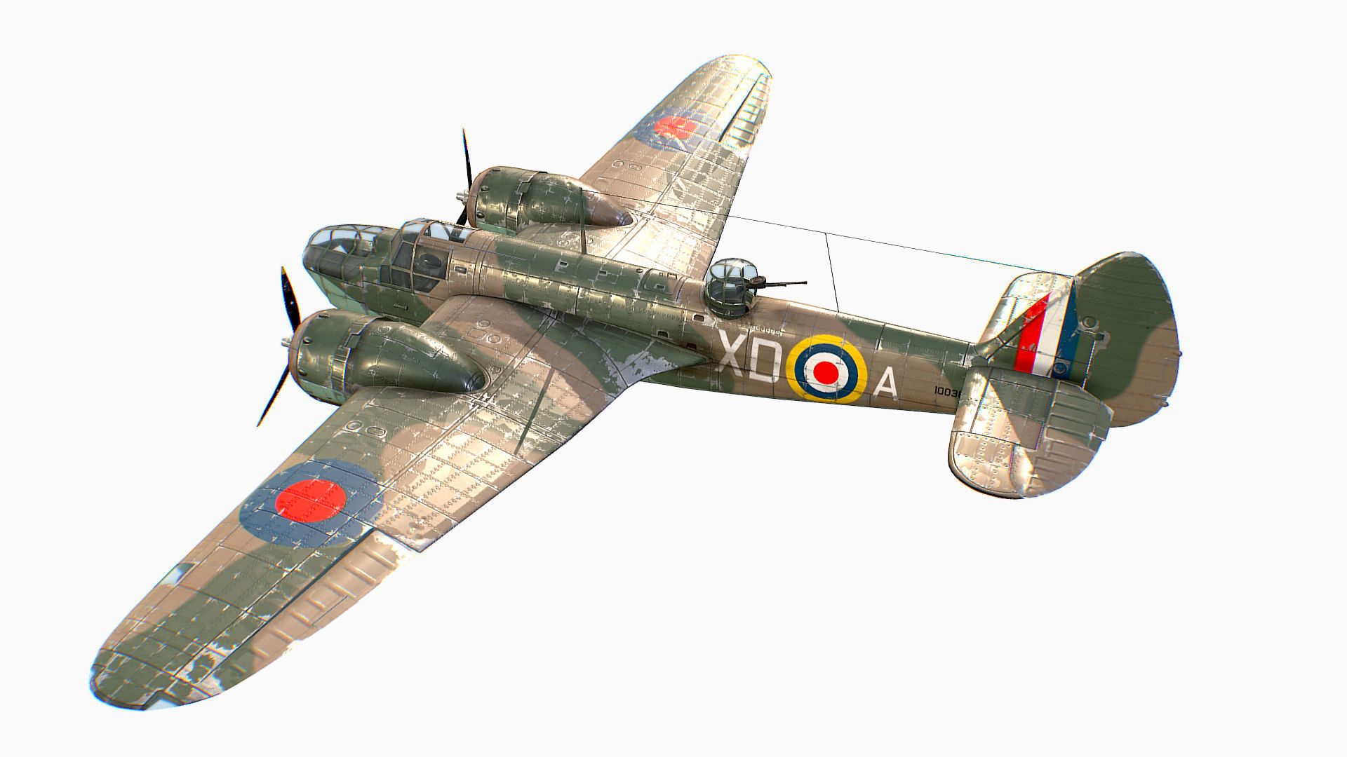 British Light Bomber Bristol Blenheim Mk IV Low-poly 3D model_6