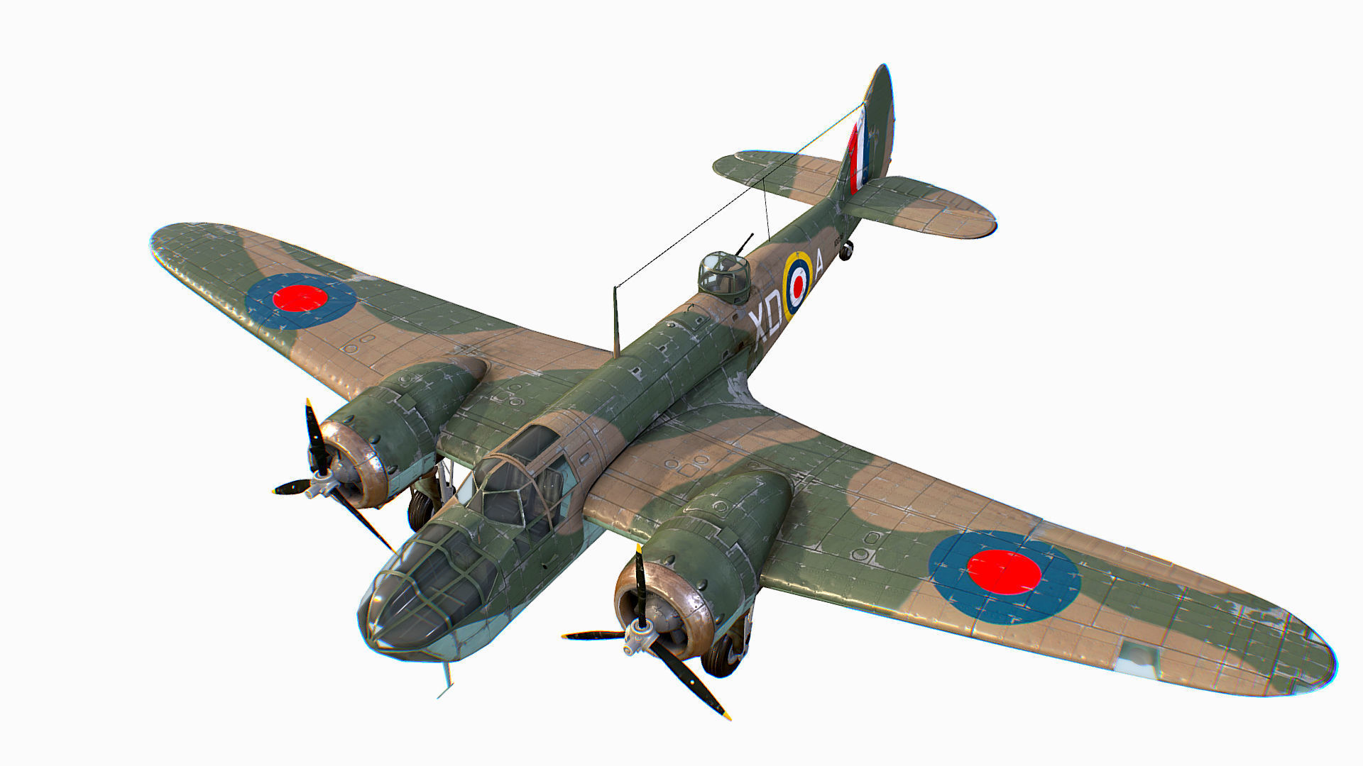 British Light Bomber Bristol Blenheim Mk IV Low-poly 3D model_3