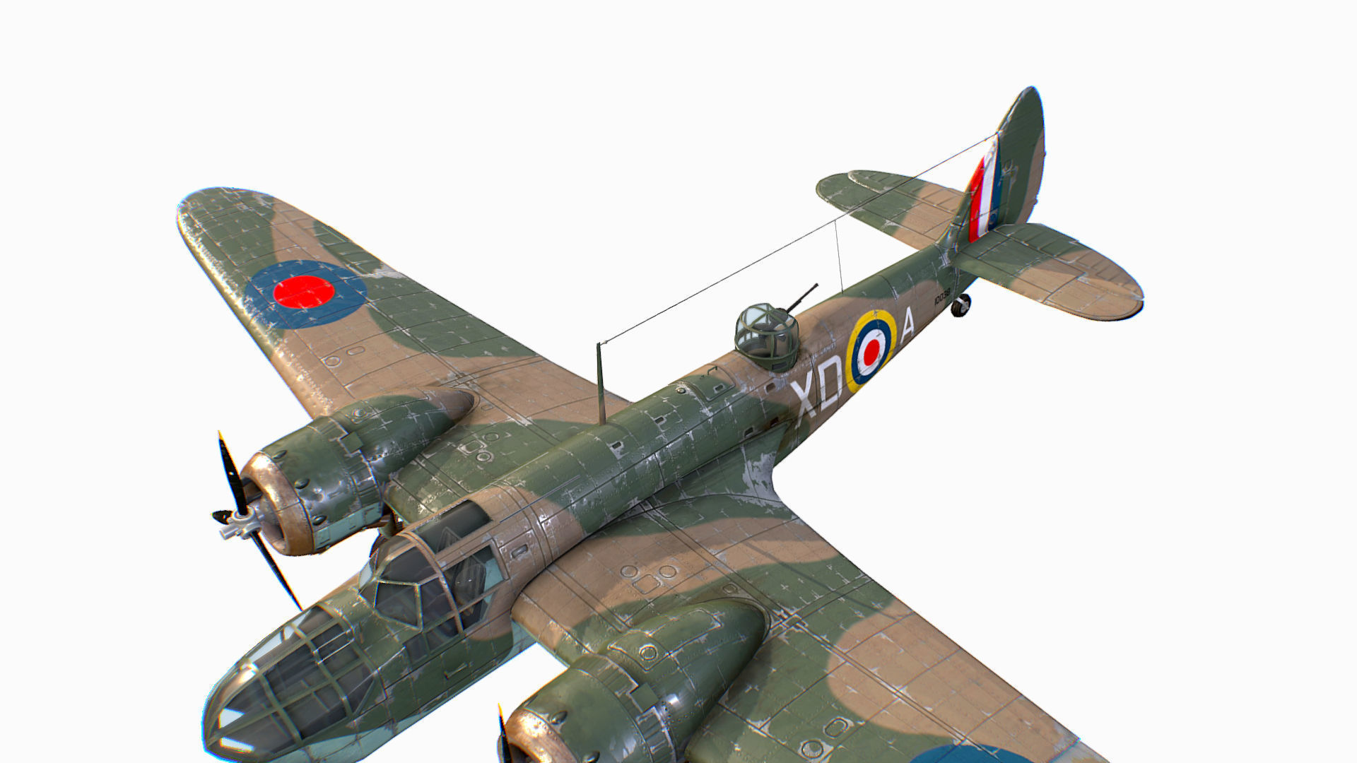 British Light Bomber Bristol Blenheim Mk IV Low-poly 3D model_13
