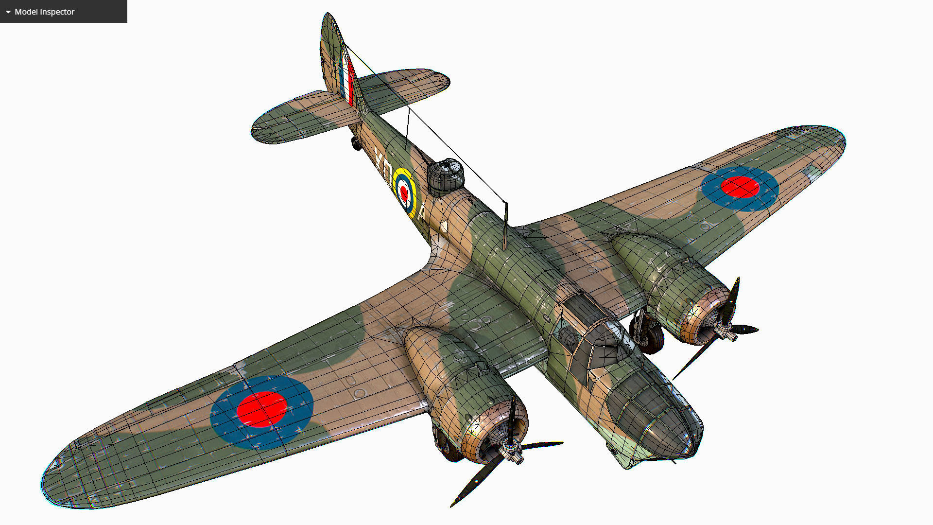 British Light Bomber Bristol Blenheim Mk IV Low-poly 3D model_40