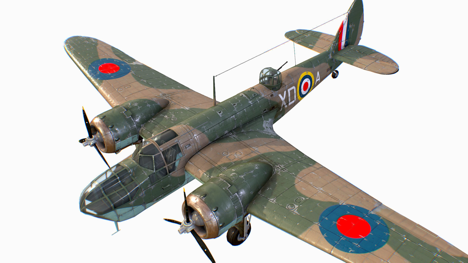British Light Bomber Bristol Blenheim Mk IV Low-poly 3D model_15