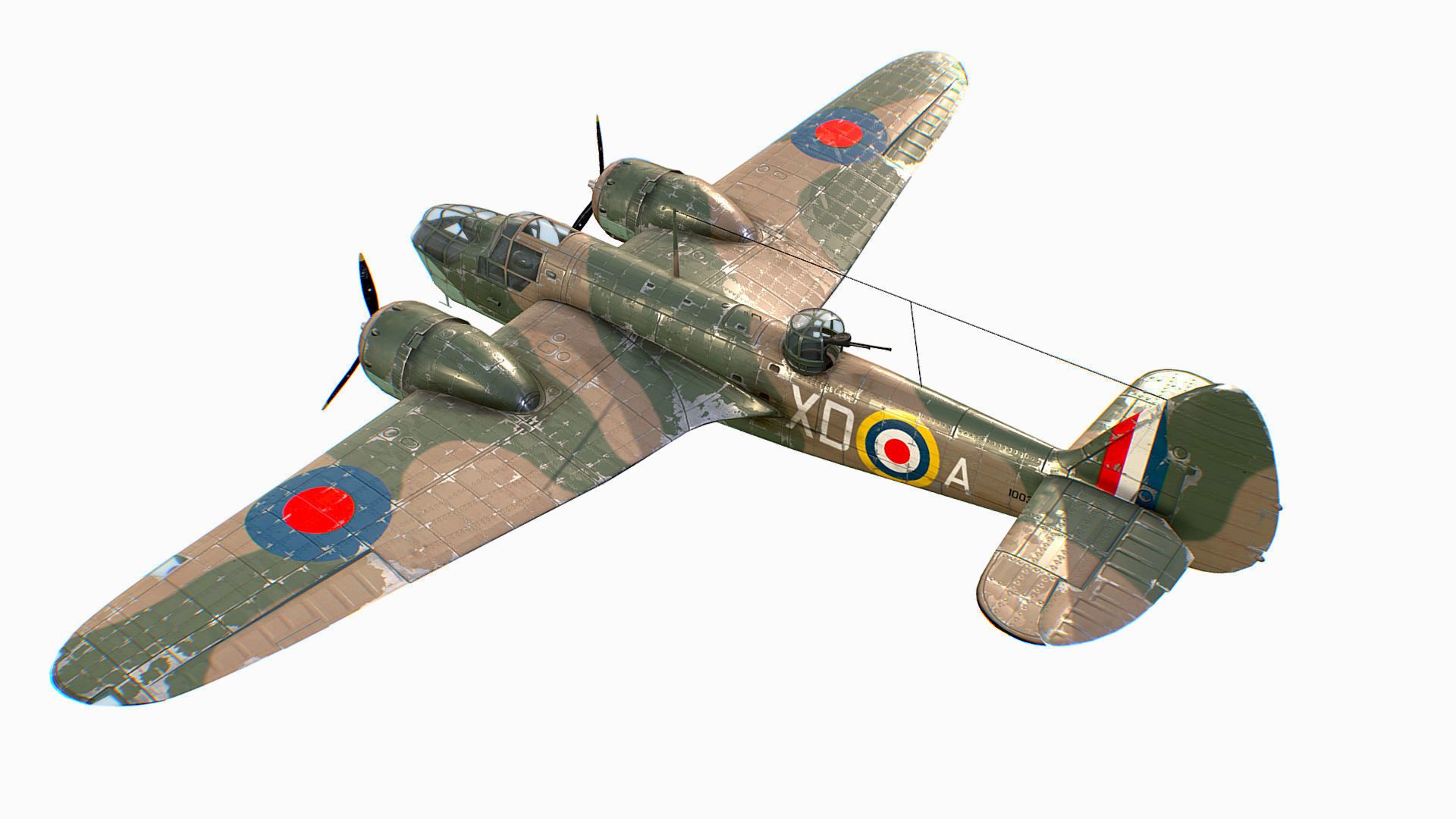 British Light Bomber Bristol Blenheim Mk IV Low-poly 3D model_9