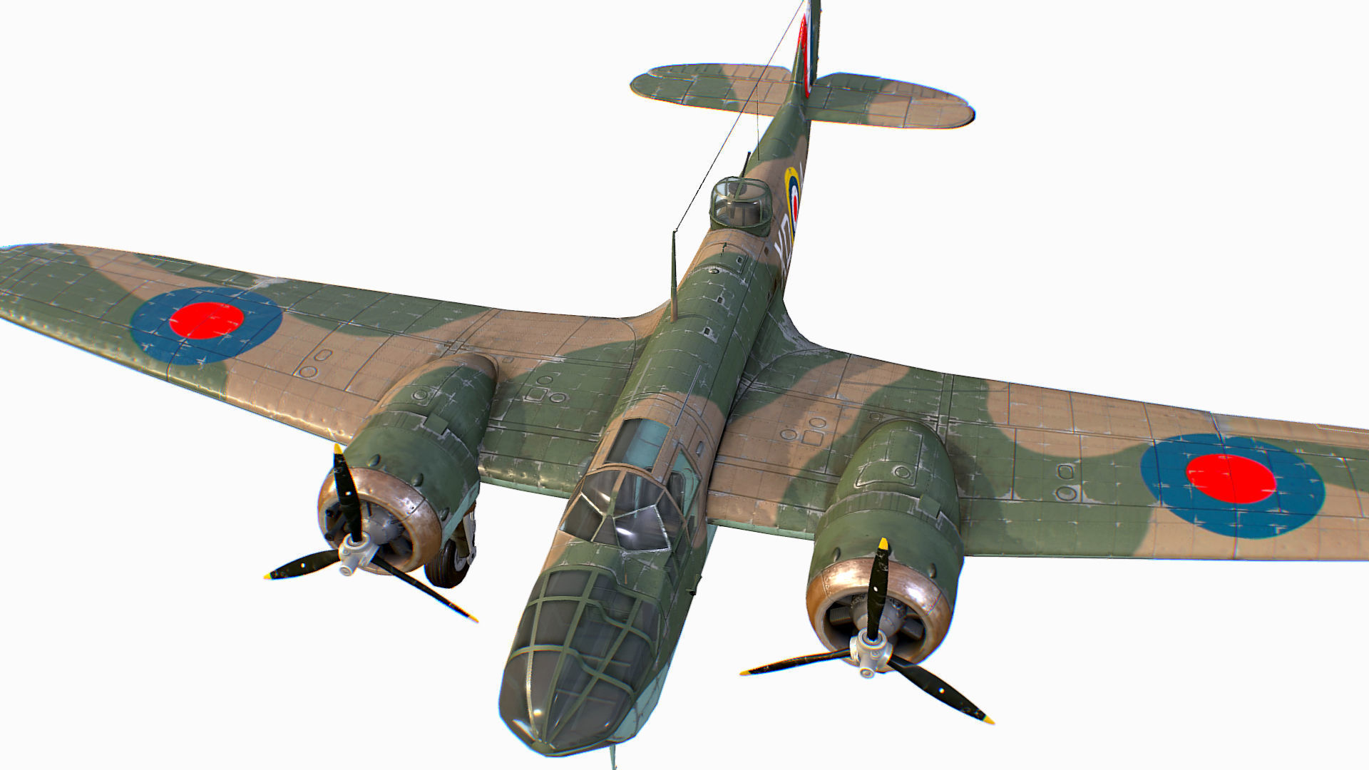British Light Bomber Bristol Blenheim Mk IV Low-poly 3D model_12