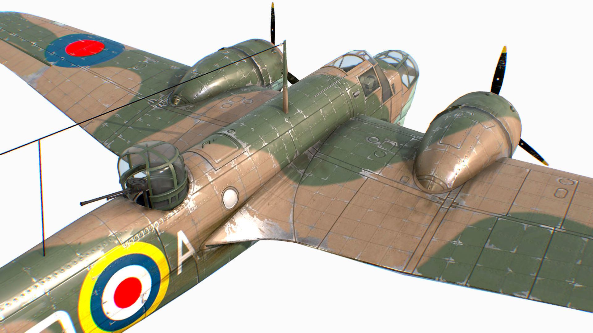 British Light Bomber Bristol Blenheim Mk IV Low-poly 3D model_23