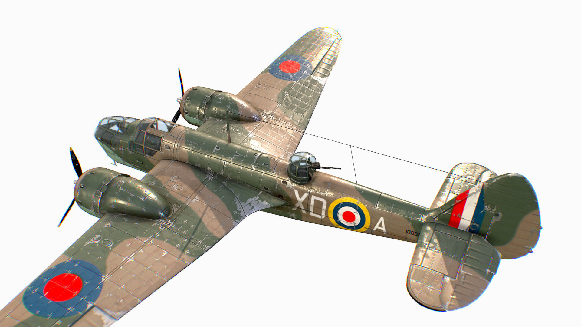 British Light Bomber Bristol Blenheim Mk IV Low-poly 3D model_14