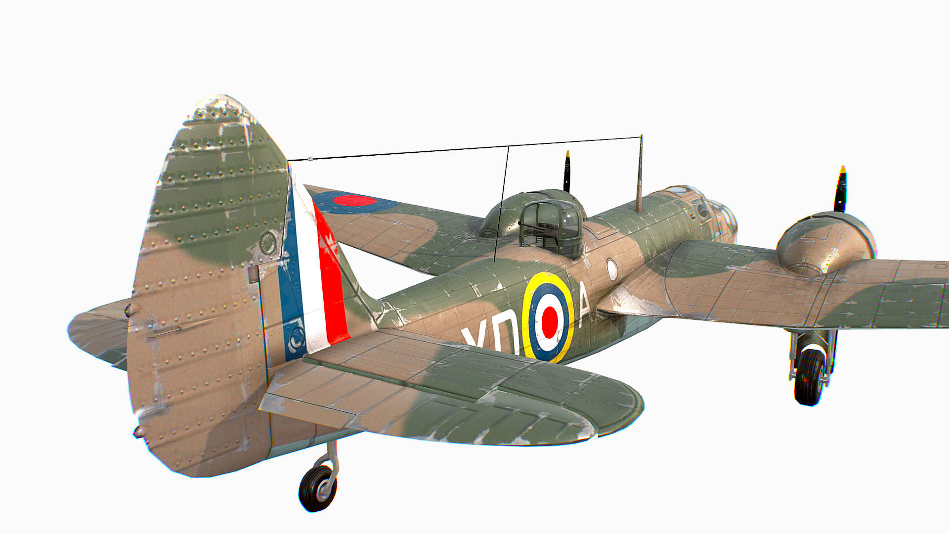 British Light Bomber Bristol Blenheim Mk IV Low-poly 3D model_38