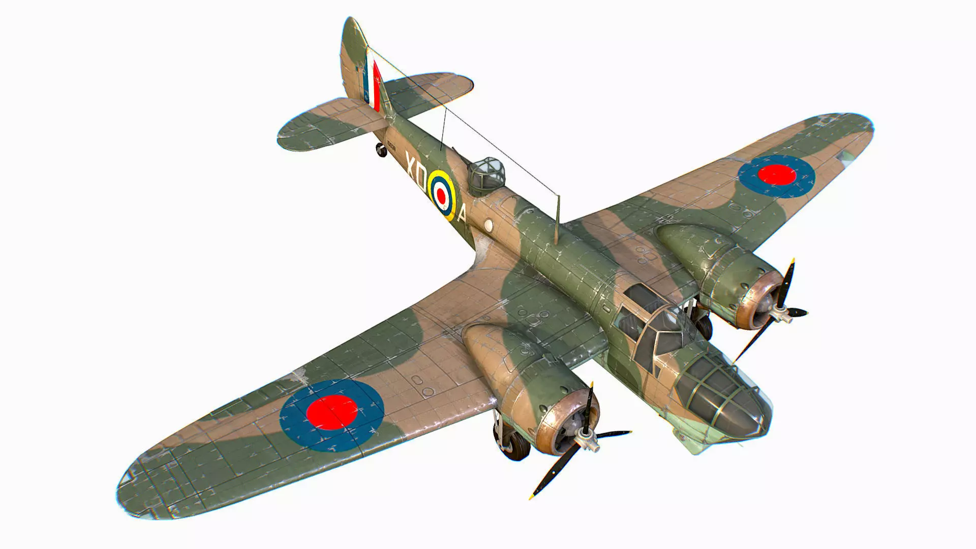 British Light Bomber Bristol Blenheim Mk IV Low-poly 3D model_0