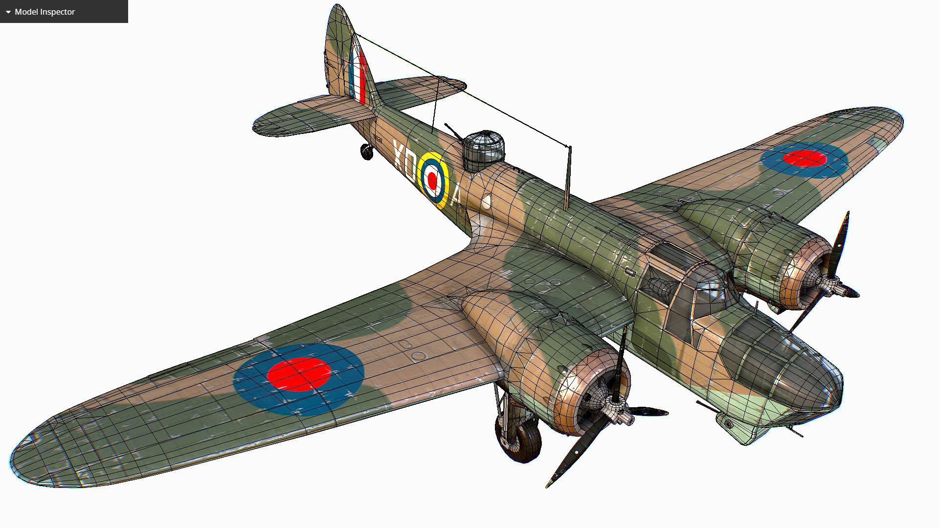 British Light Bomber Bristol Blenheim Mk IV Low-poly 3D model_51