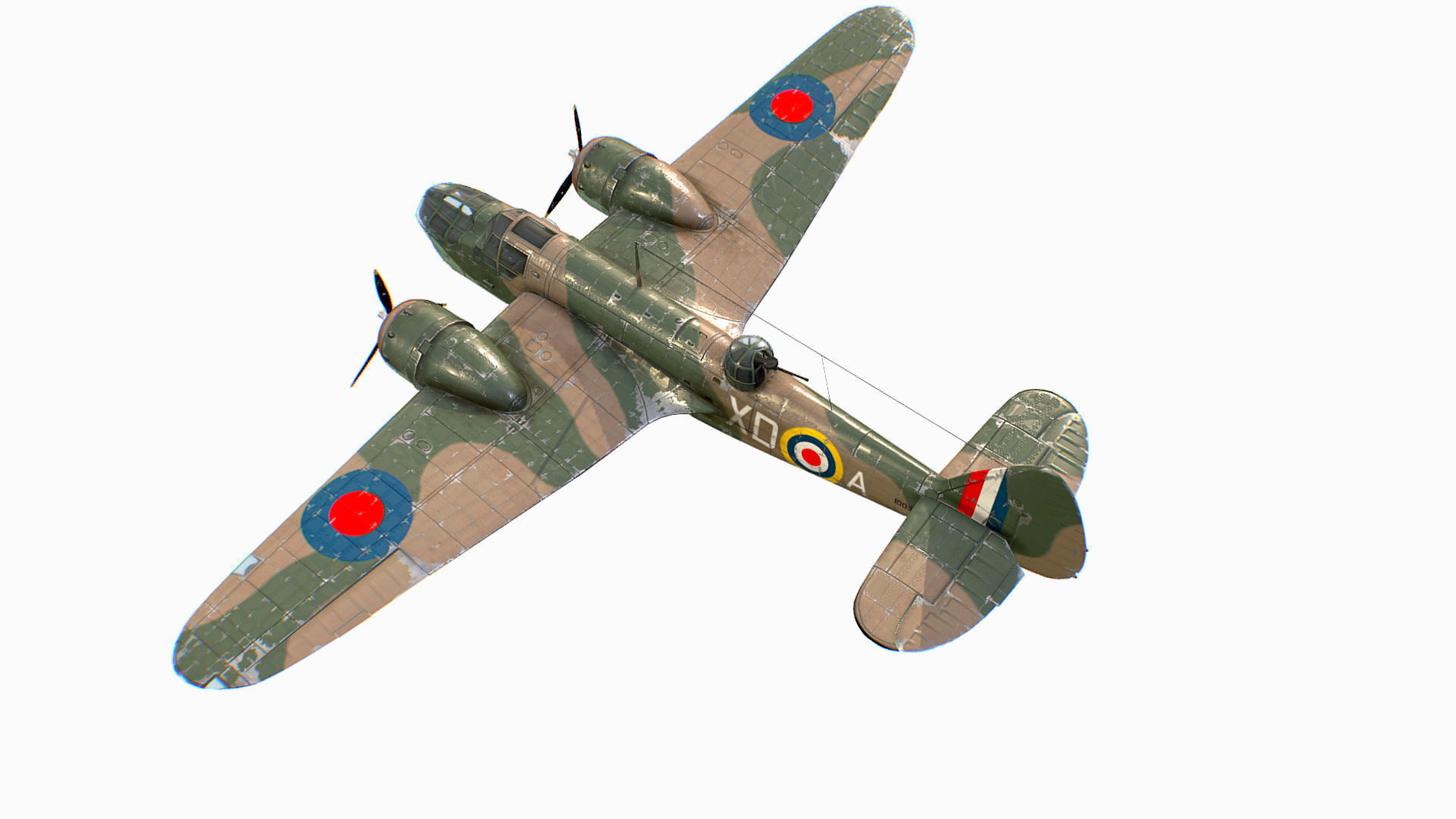 British Light Bomber Bristol Blenheim Mk IV Low-poly 3D model_7