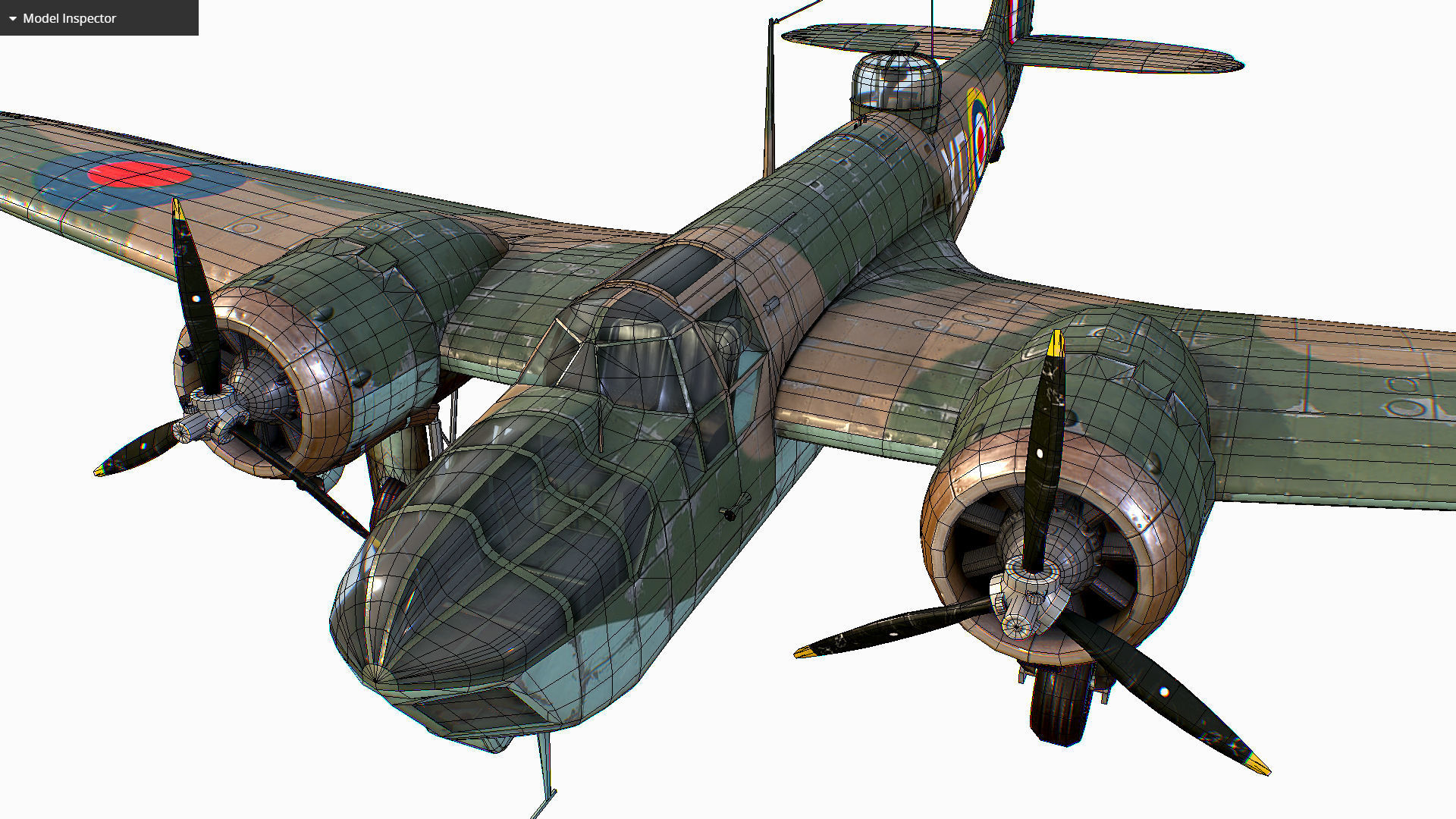 British Light Bomber Bristol Blenheim Mk IV Low-poly 3D model_46