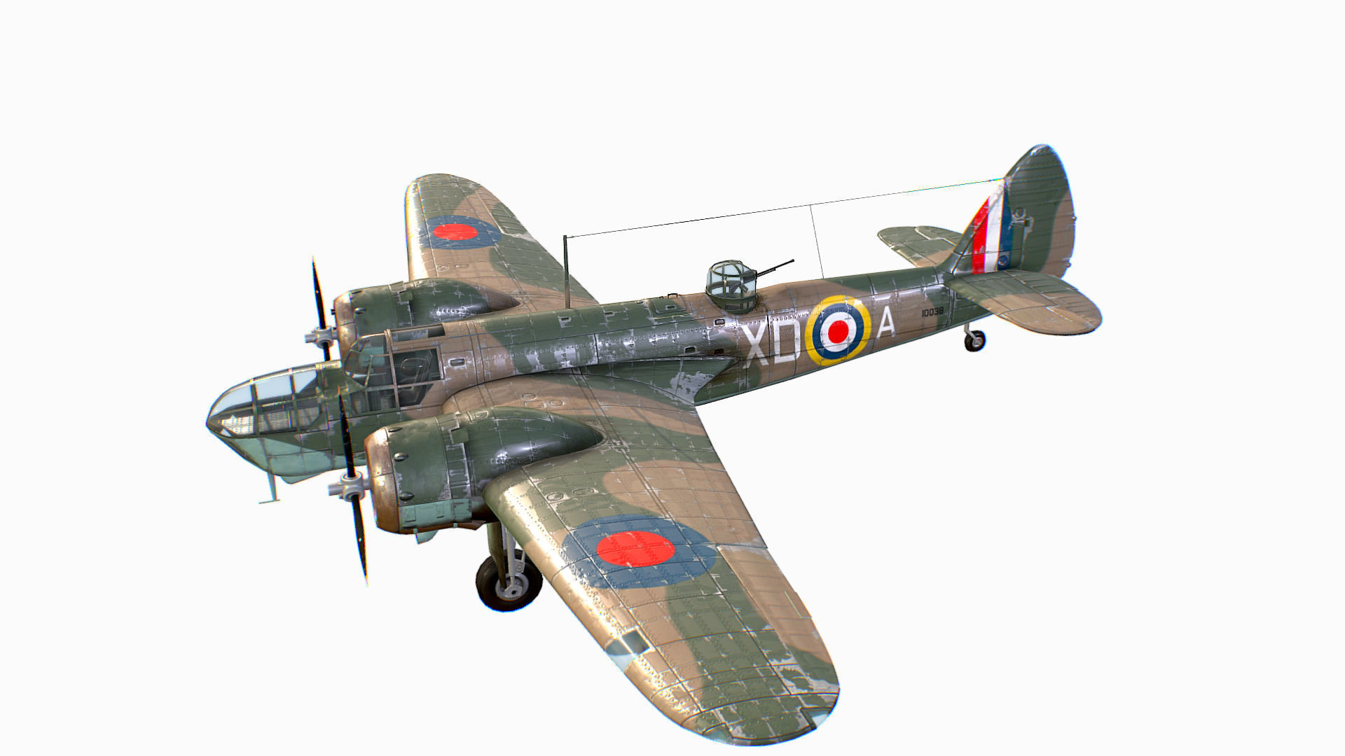 British Light Bomber Bristol Blenheim Mk IV Low-poly 3D model_1
