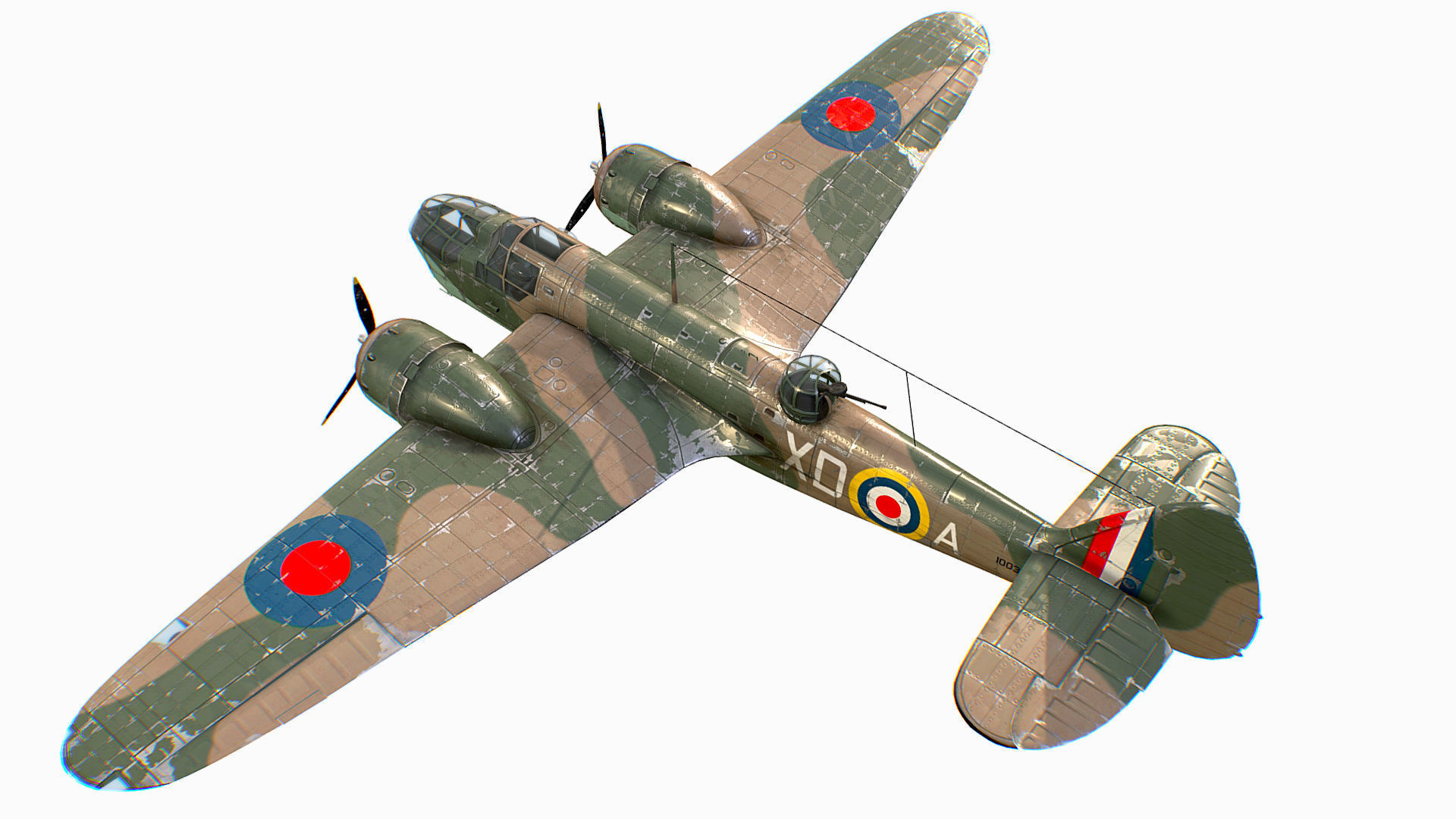 British Light Bomber Bristol Blenheim Mk IV Low-poly 3D model_11