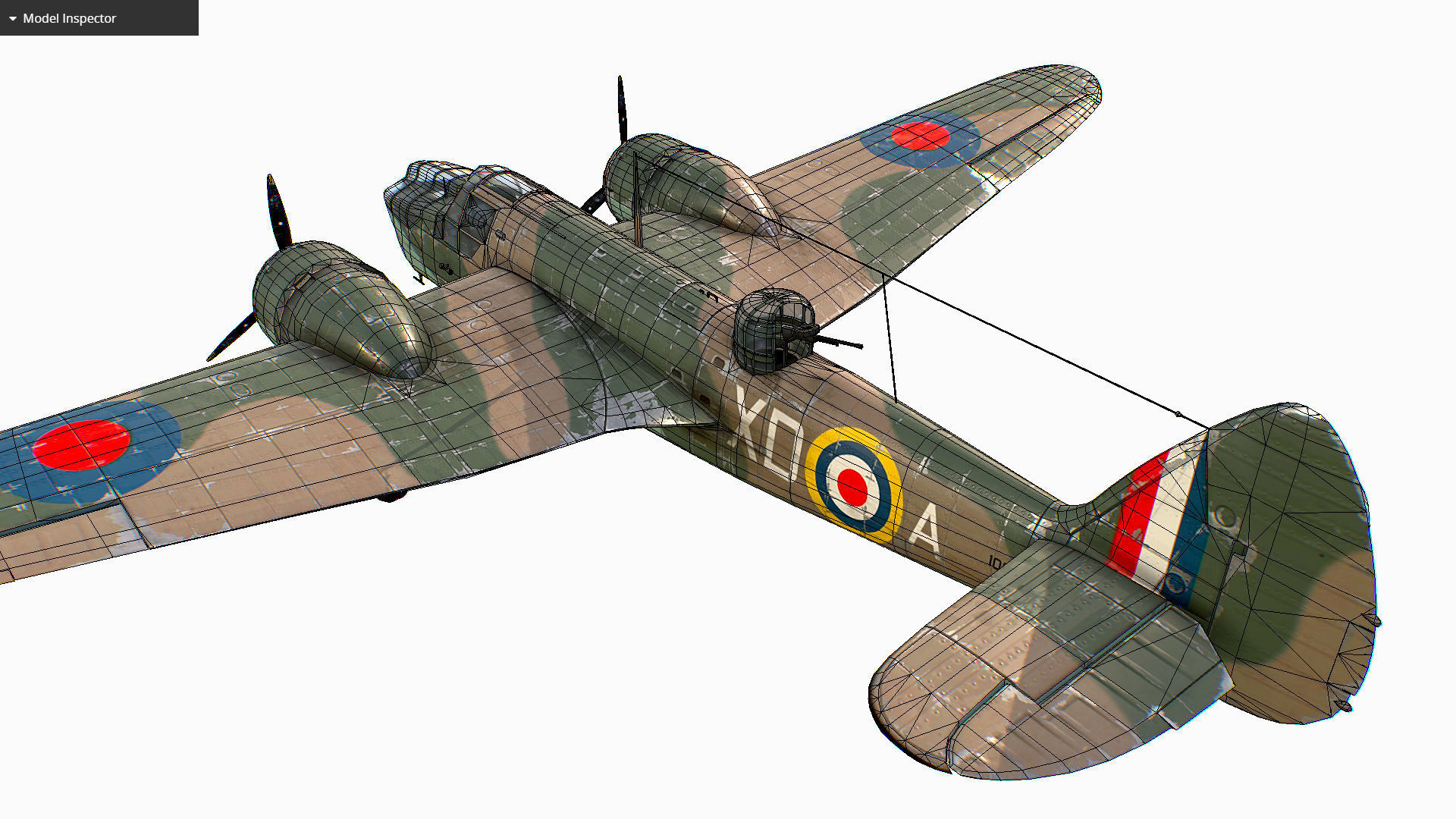 British Light Bomber Bristol Blenheim Mk IV Low-poly 3D model_41