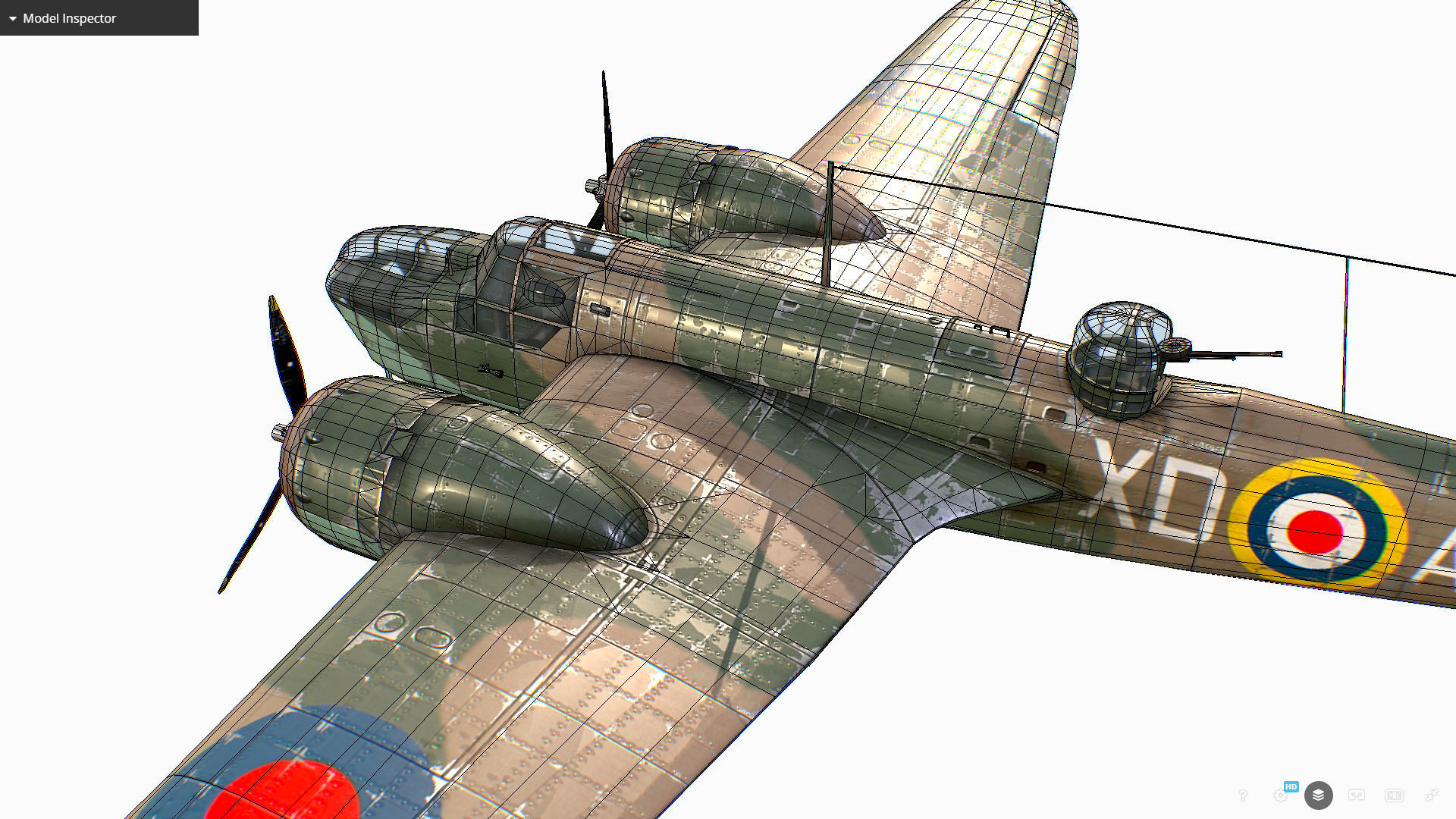 British Light Bomber Bristol Blenheim Mk IV Low-poly 3D model_44