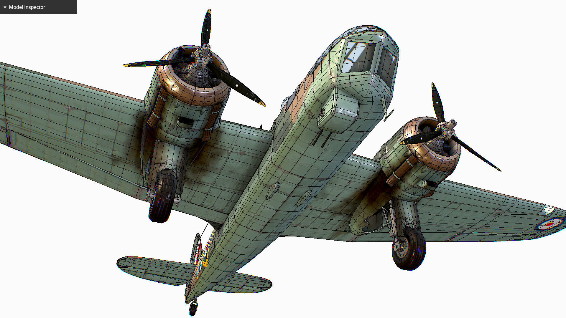 British Light Bomber Bristol Blenheim Mk IV Low-poly 3D model_48