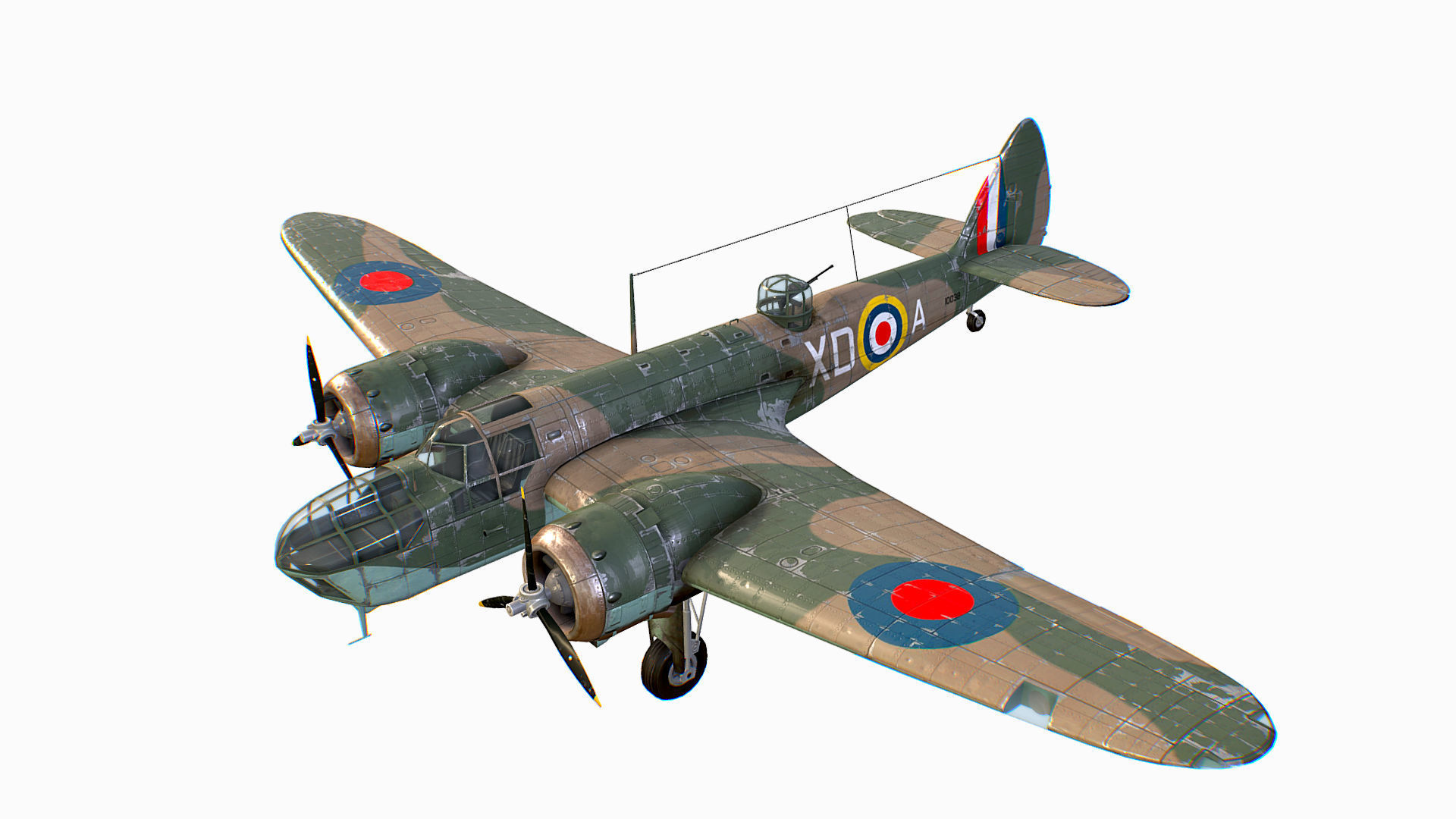British Light Bomber Bristol Blenheim Mk IV Low-poly 3D model_2
