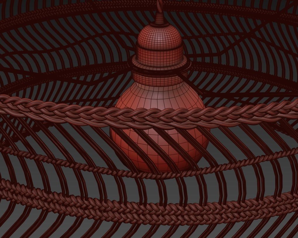 HK Living Wicker pendant light 3D model_5