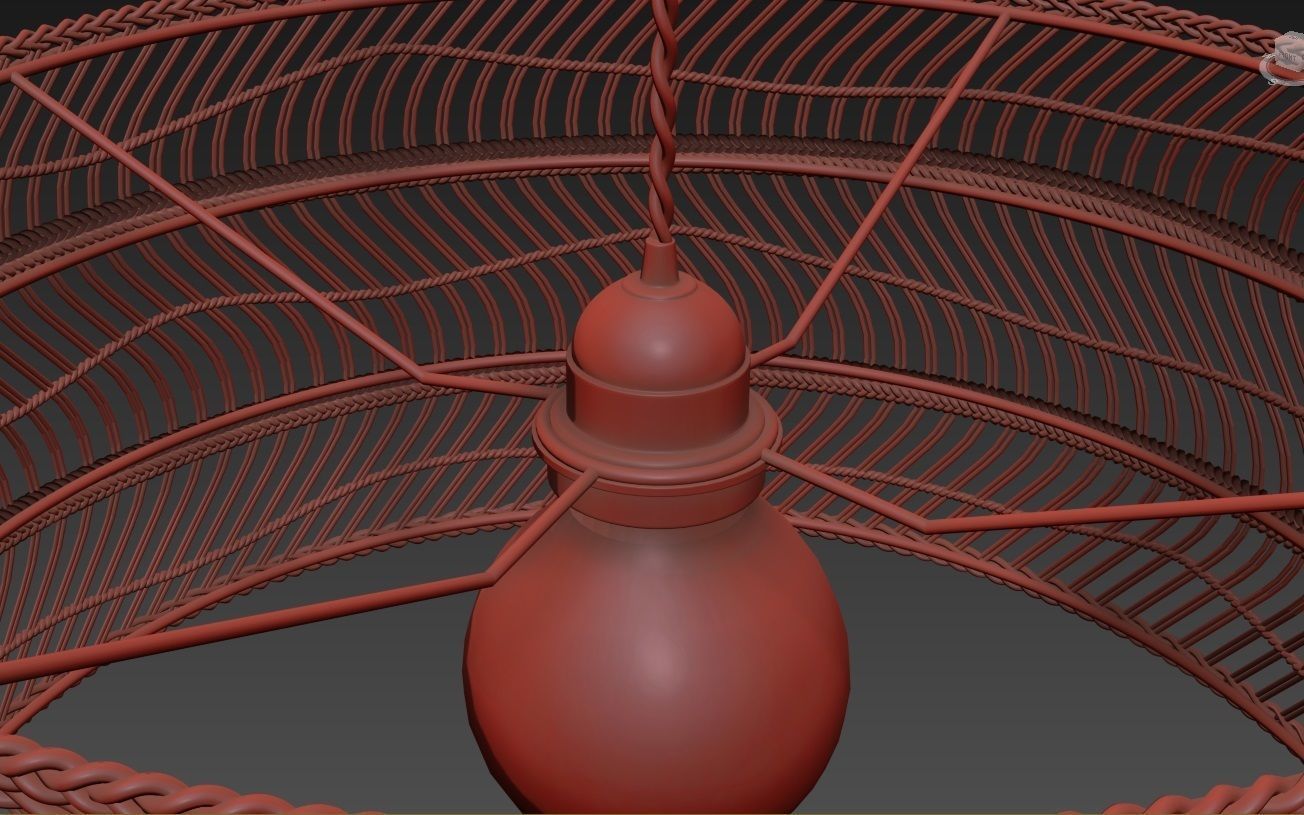 HK Living Wicker pendant light 3D model_4