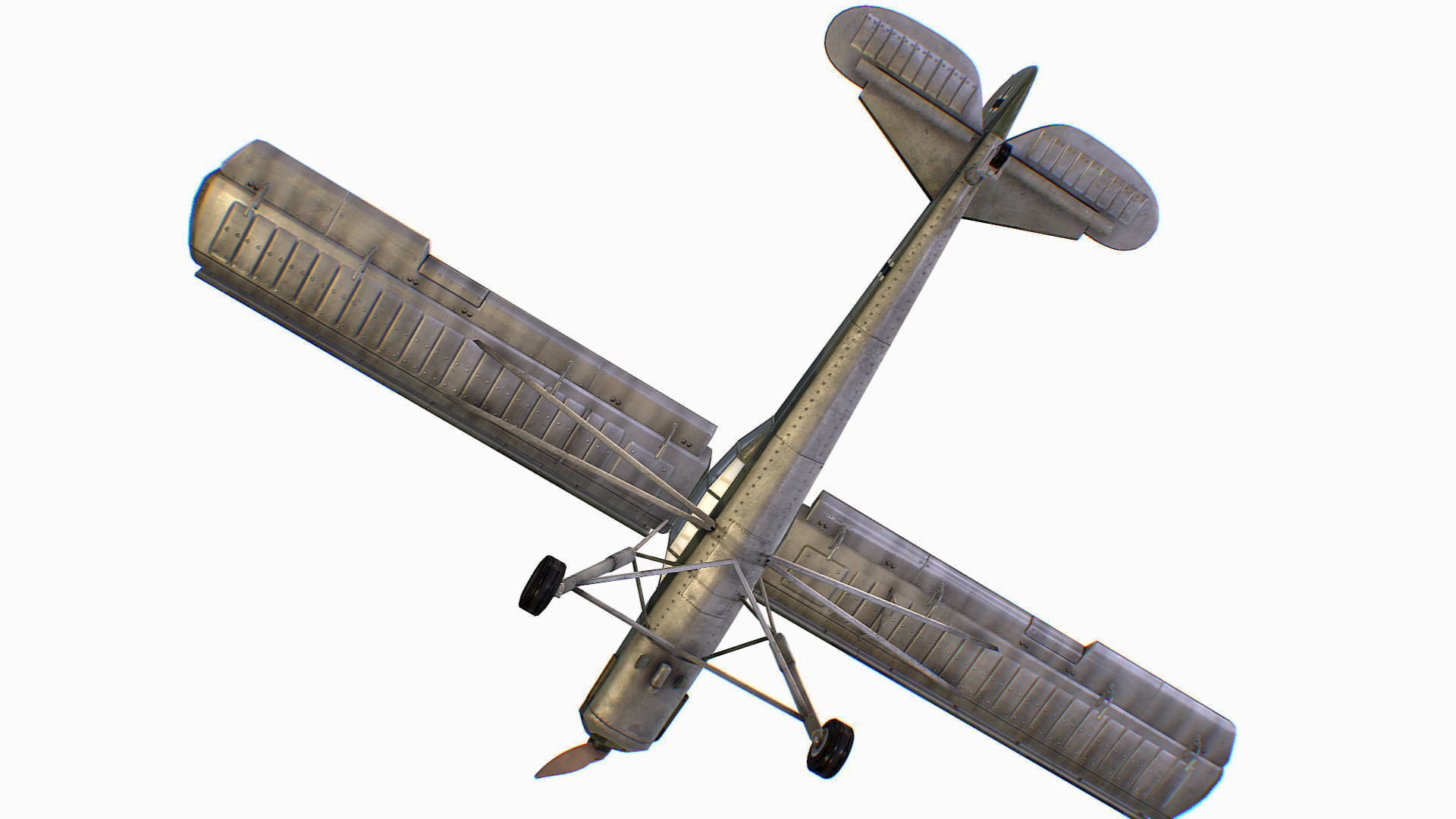 German liaison aircraft Fieseler Fi 156 Storch Low-poly 3D model_7
