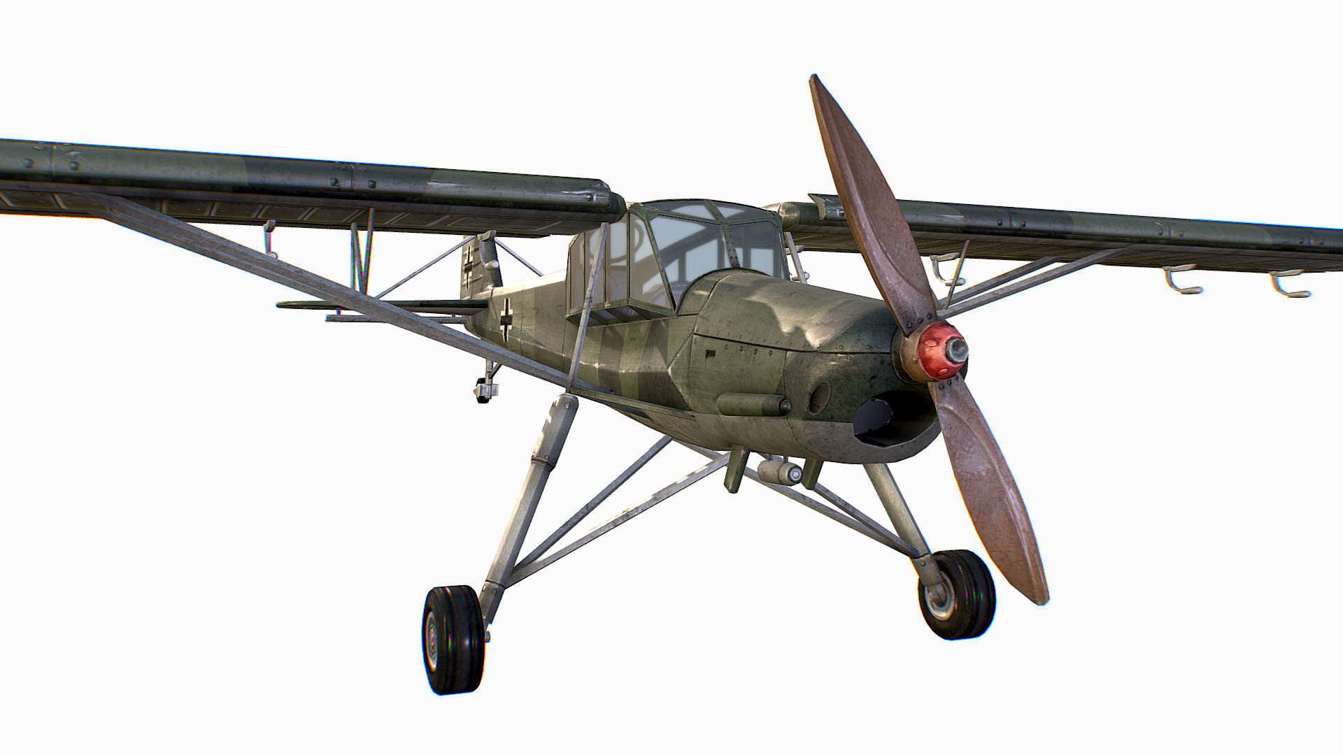 German liaison aircraft Fieseler Fi 156 Storch Low-poly 3D model_15