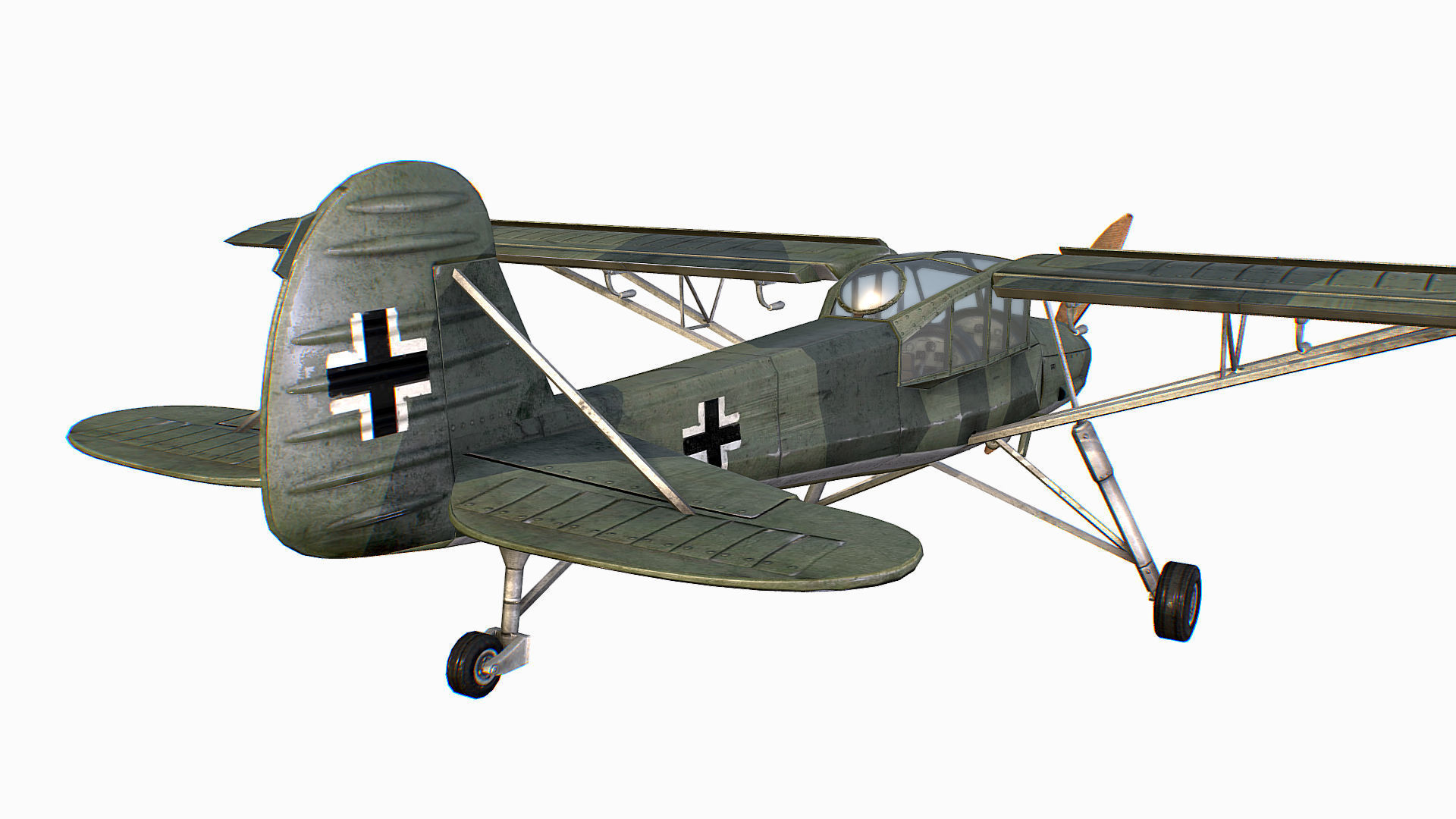 German liaison aircraft Fieseler Fi 156 Storch Low-poly 3D model_14
